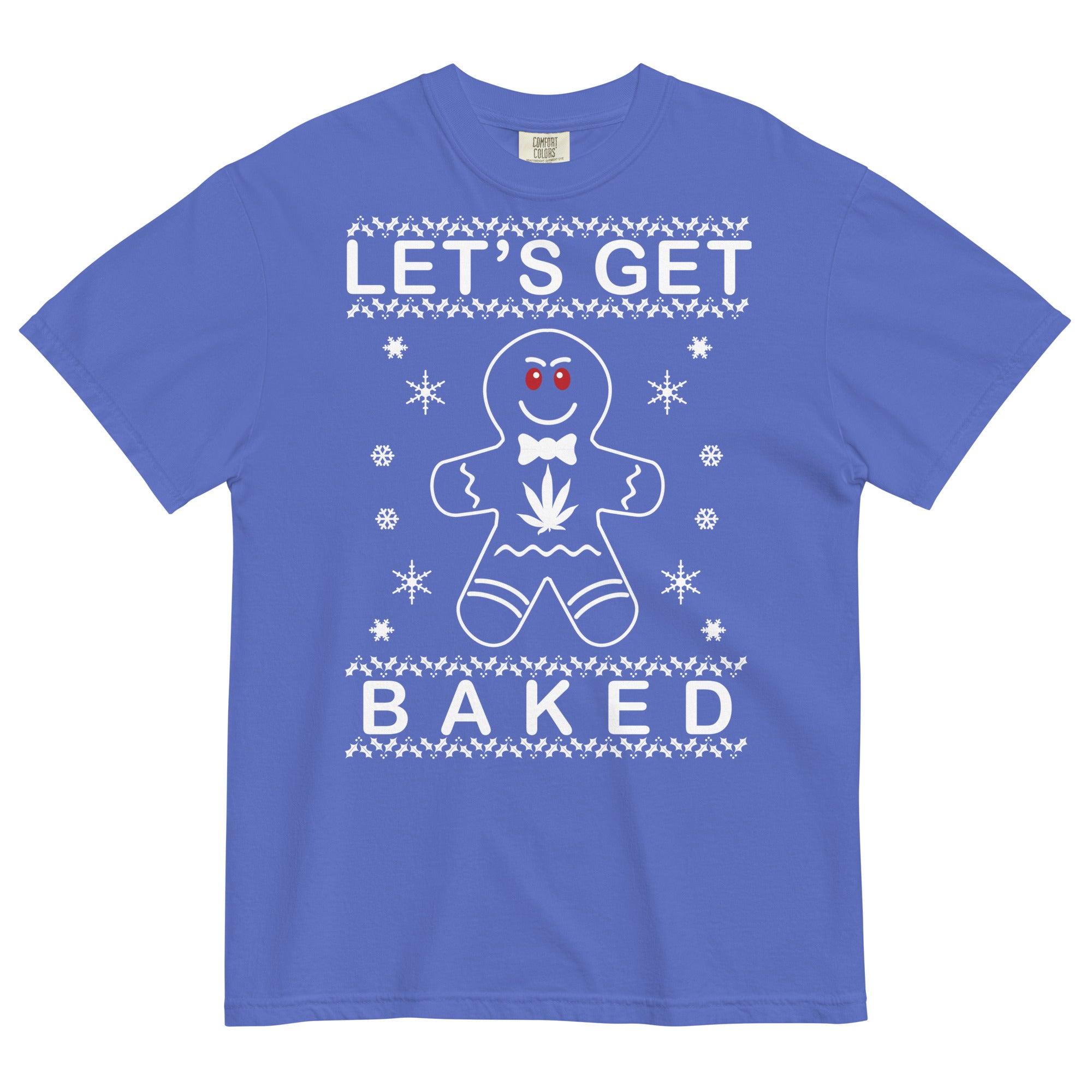 Cannabis Christmas T-Shirt: 'Let's Get Baked' Gingerbread Man Print | Magic Leaf Tees