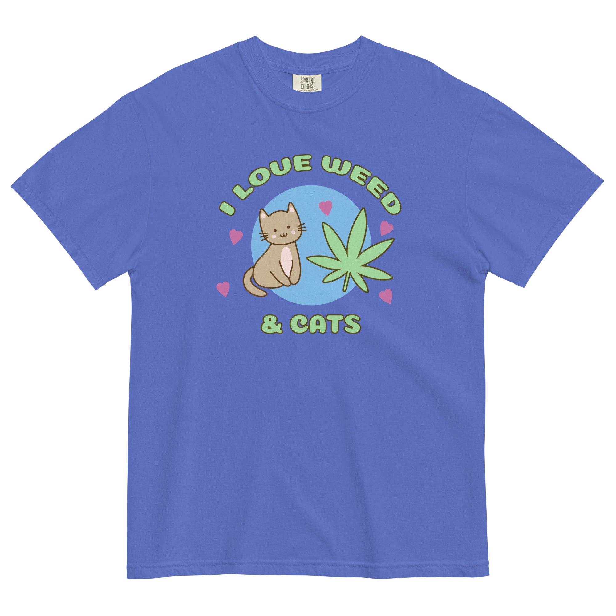 Purrrfectly High: I Love Weed And Cats T-Shirt | Magic Leaf Tees