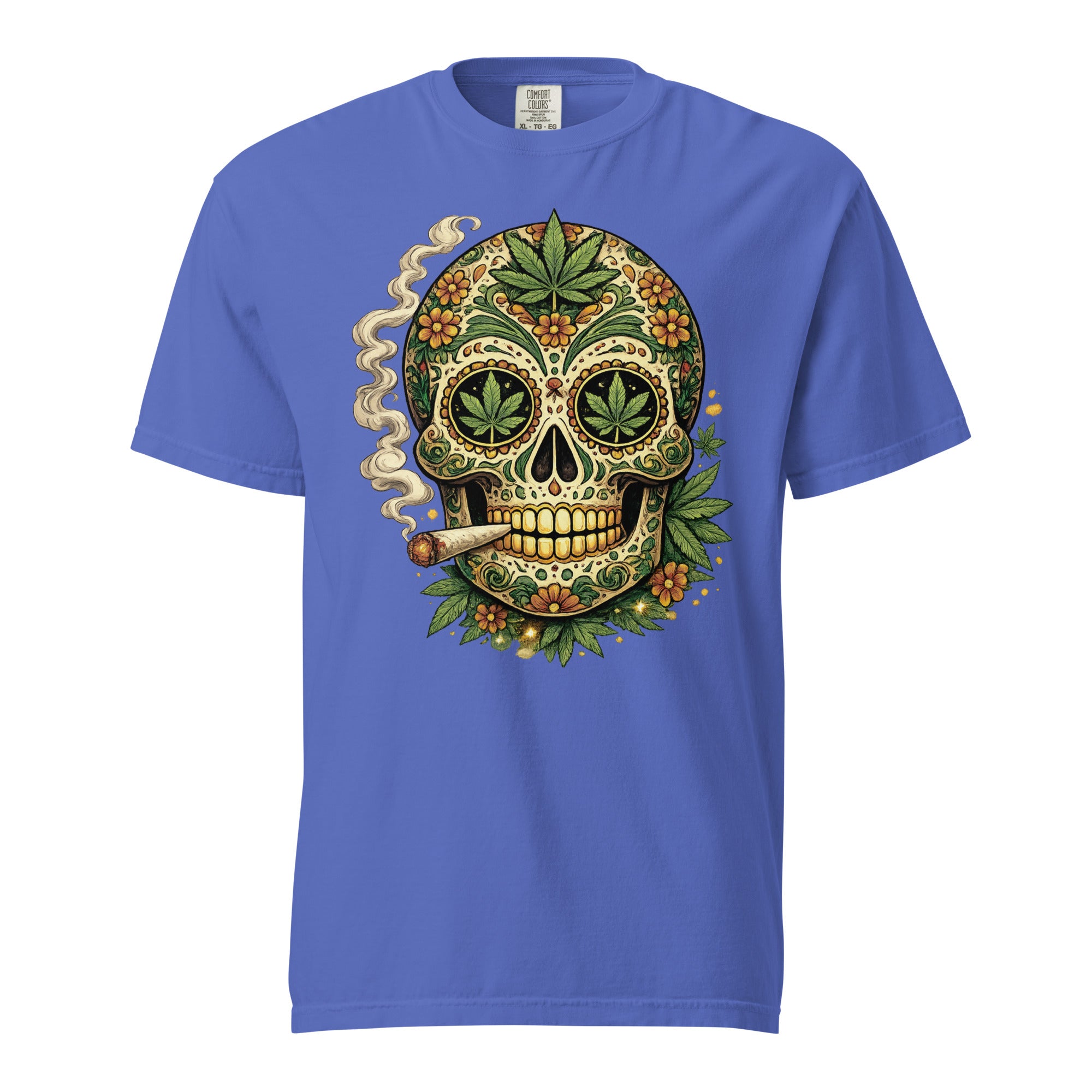 Cannabis Sugar Skull T-Shirt – Day of the Dead Weed Graphic Tee | Magic Leaf Tees