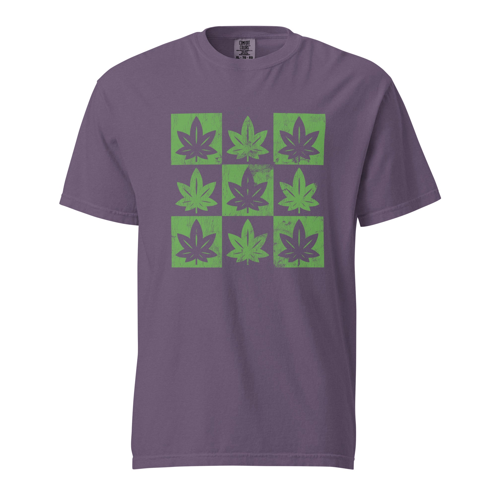 Cannabis Checkerboard T-Shirt - Trippy Weed Leaf Tee - 420-Friendly Streetwear - Stoner Aesthetic Graphic Shirt - Rasta & Skate Style