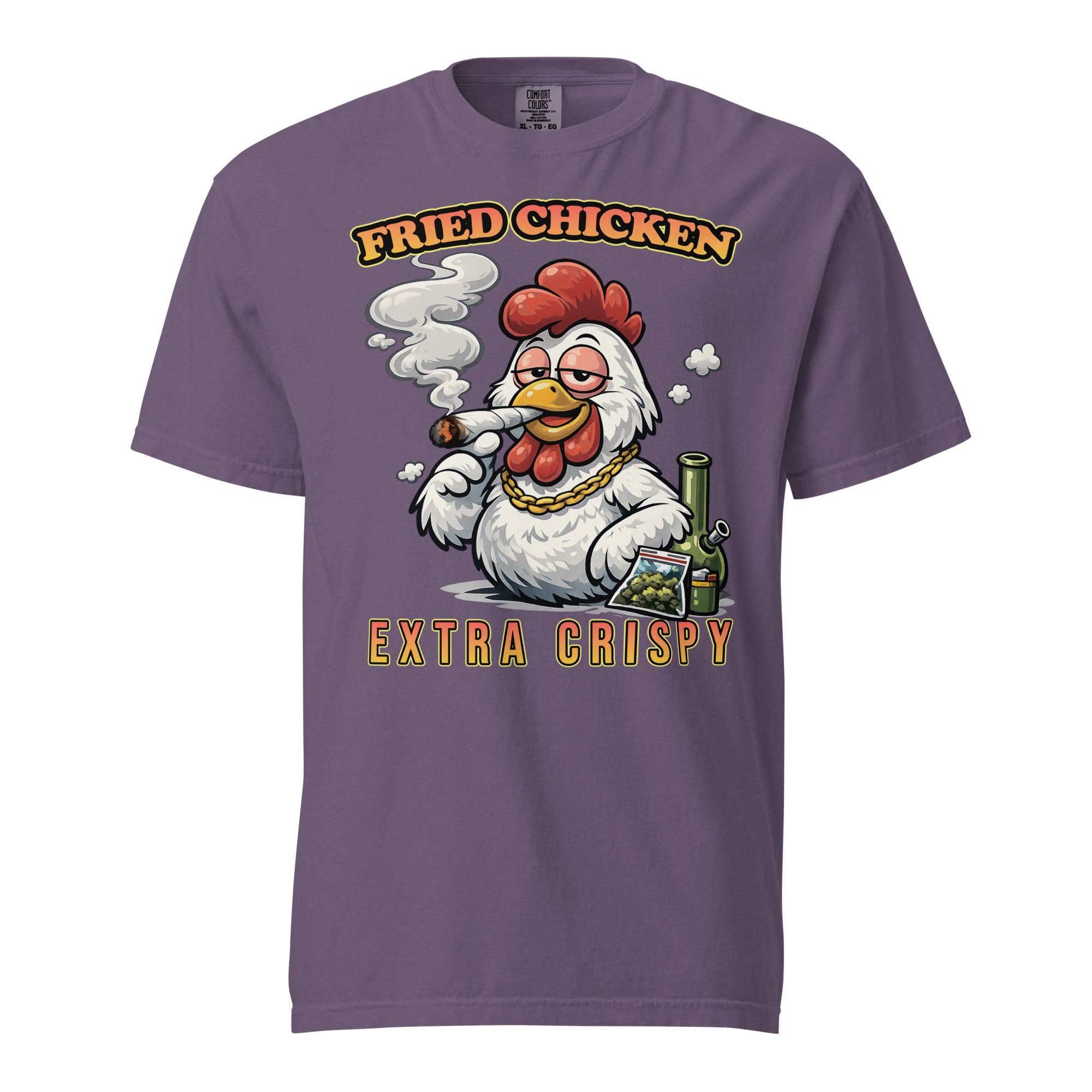 Funny Fried Chicken Smoking Joint T-Shirt – Stoner Humor Graphic Tee | Magic Leaf Tees Cannabis Apparel
