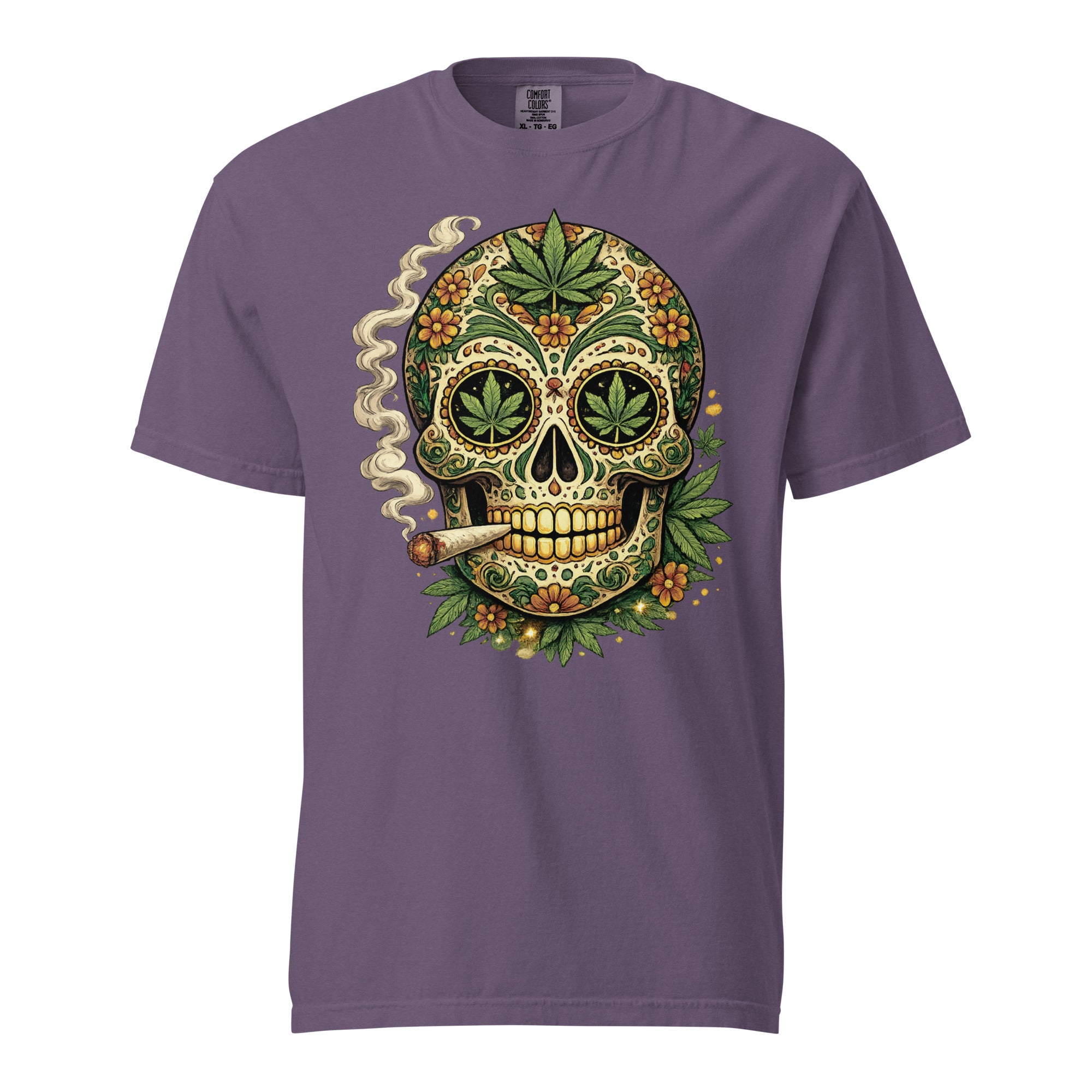 Cannabis Sugar Skull T-Shirt – Day of the Dead Weed Graphic Tee | Magic Leaf Tees