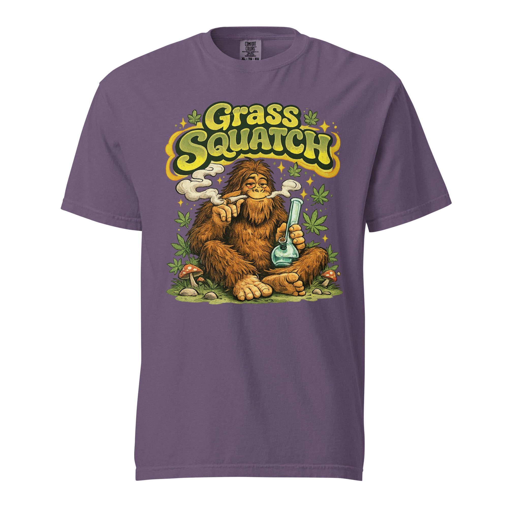 Grass Squatch T-Shirt – Funny Sasquatch Weed Shirt, Retro 60s Bigfoot Cannabis Graphic Tee