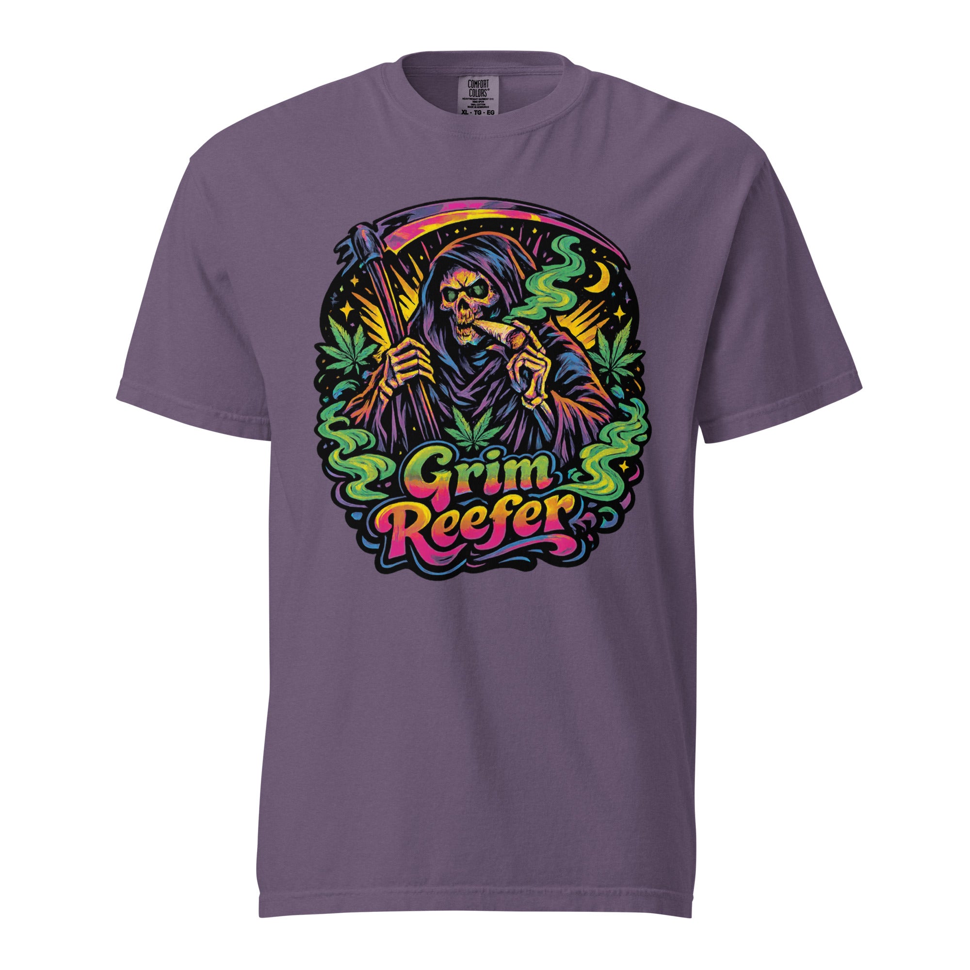 Grim Reefer T-Shirt – 70s Psychedelic Grim Reaper Stoner Graphic Tee | Retro Cannabis Art Shirt