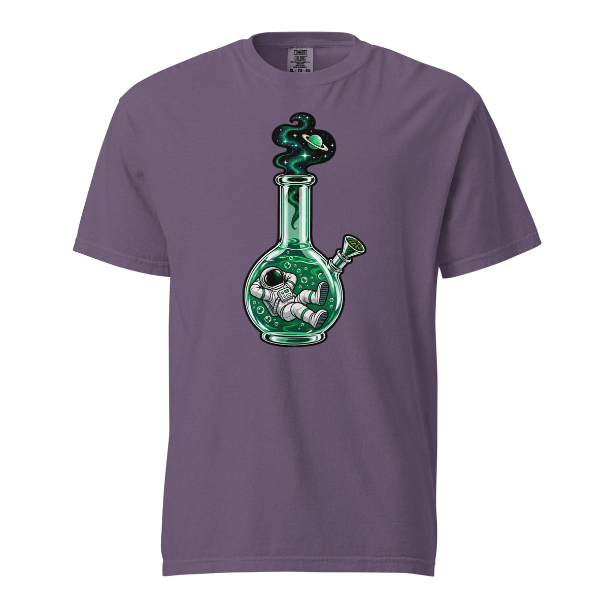 Astronaut Water Pipe T-Shirt, Cosmic Cannabis Graphic Tee, Funny Space 420 Shirt, Magic Leaf Tees