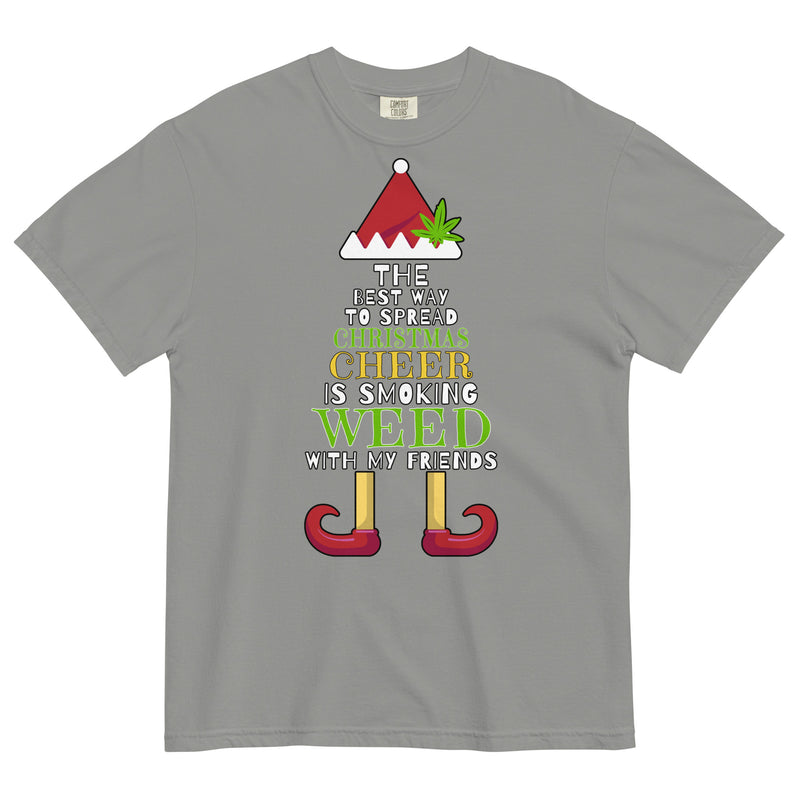 Elf Christmas Cannabis T-Shirt: Spreading Cheer with Weed and Friends | Magic Leaf Tees