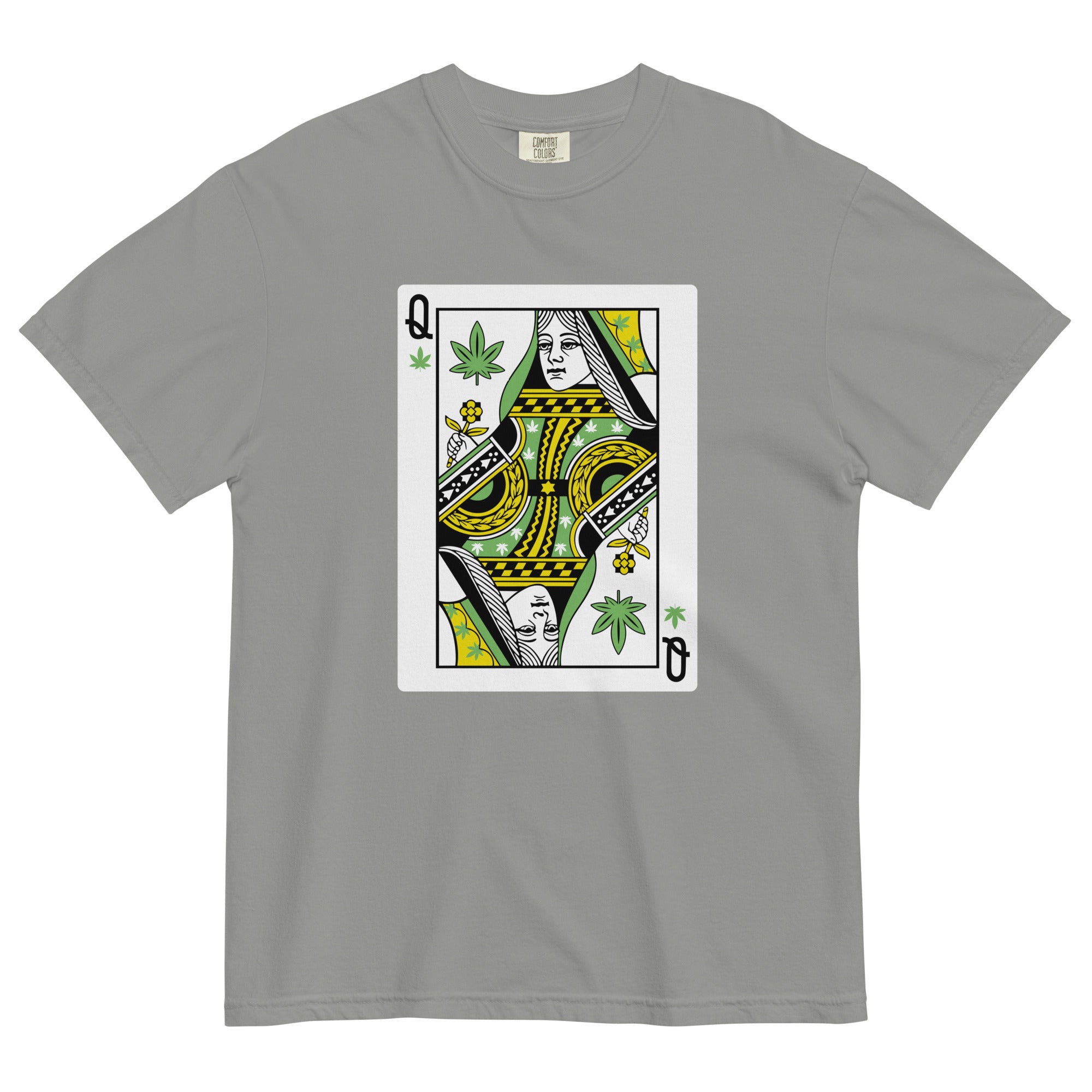 Queen of Weed Playing Card T-Shirt: Cannabis Casino Apparel | Magic Leaf Tees