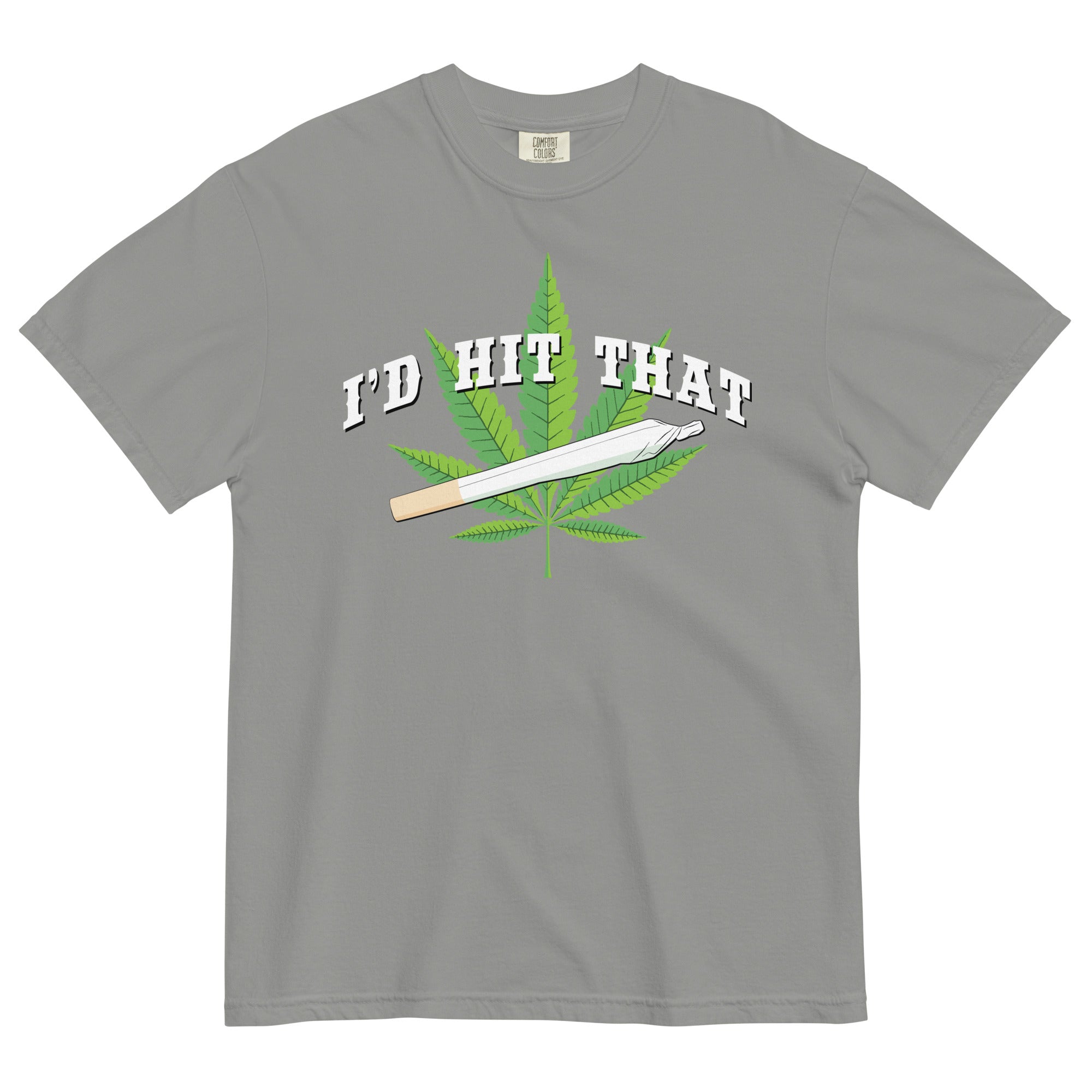 "I'd Hit That" Funny Stoner T-Shirt with Joint and Cannabis Leaf Design | Magic Leaf Tees