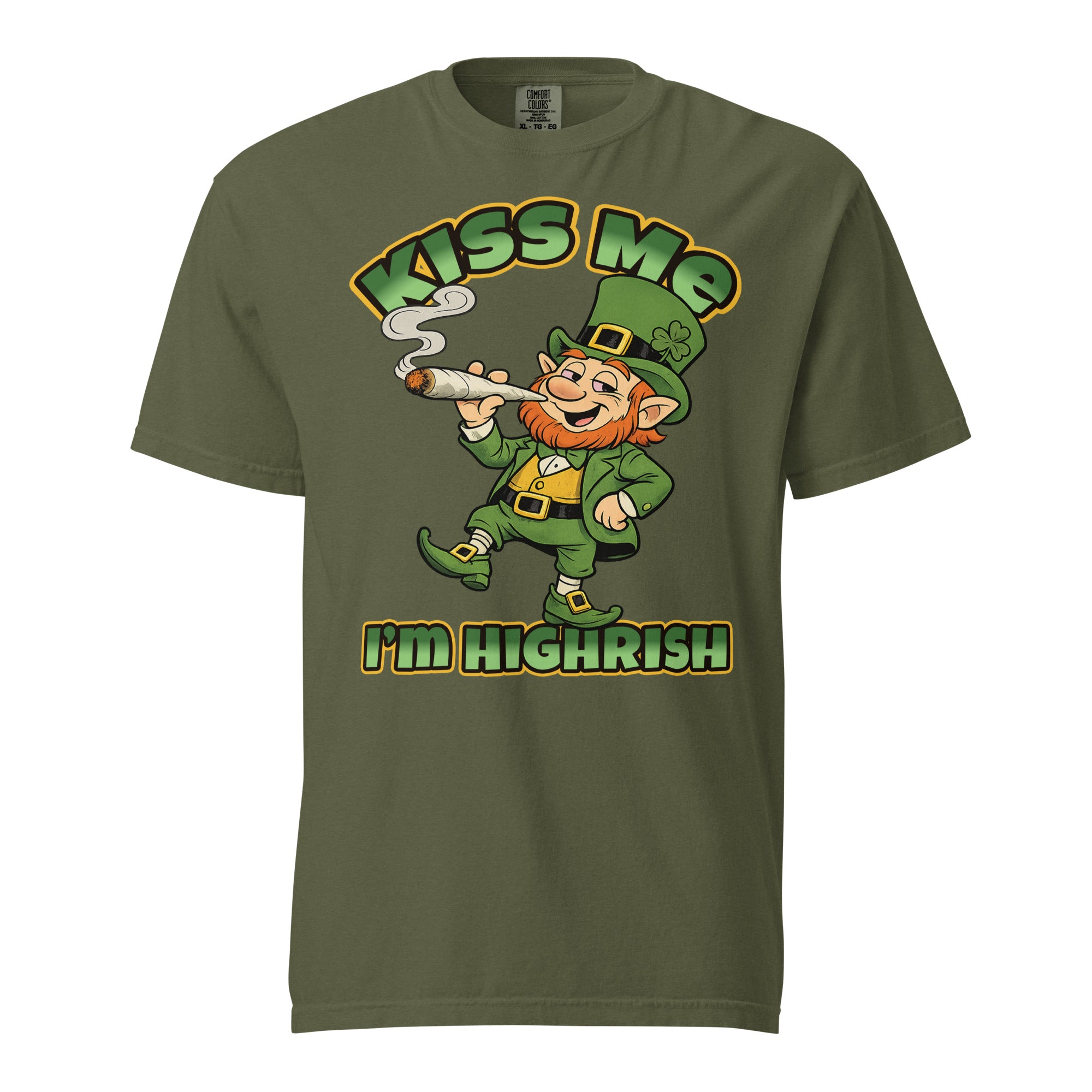 Kiss Me I’m Highrish T-Shirt – Funny St. Patrick’s Day Weed Shirt | 420 Leprechaun Tee – Magic Leaf Tees