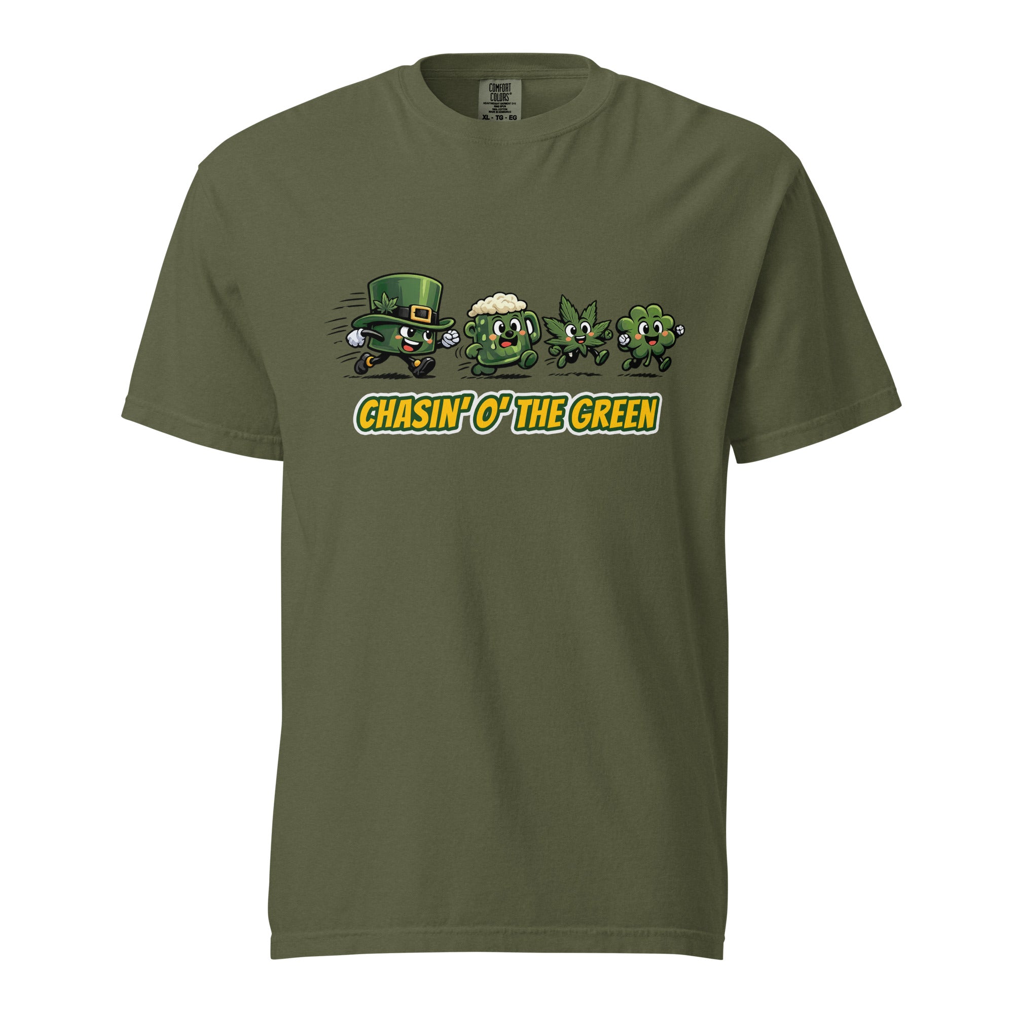 Chasin’ O’ The Green T-Shirt – Funny St. Patrick’s Day Cannabis Shirt, Cartoon Weed Graphic Tee