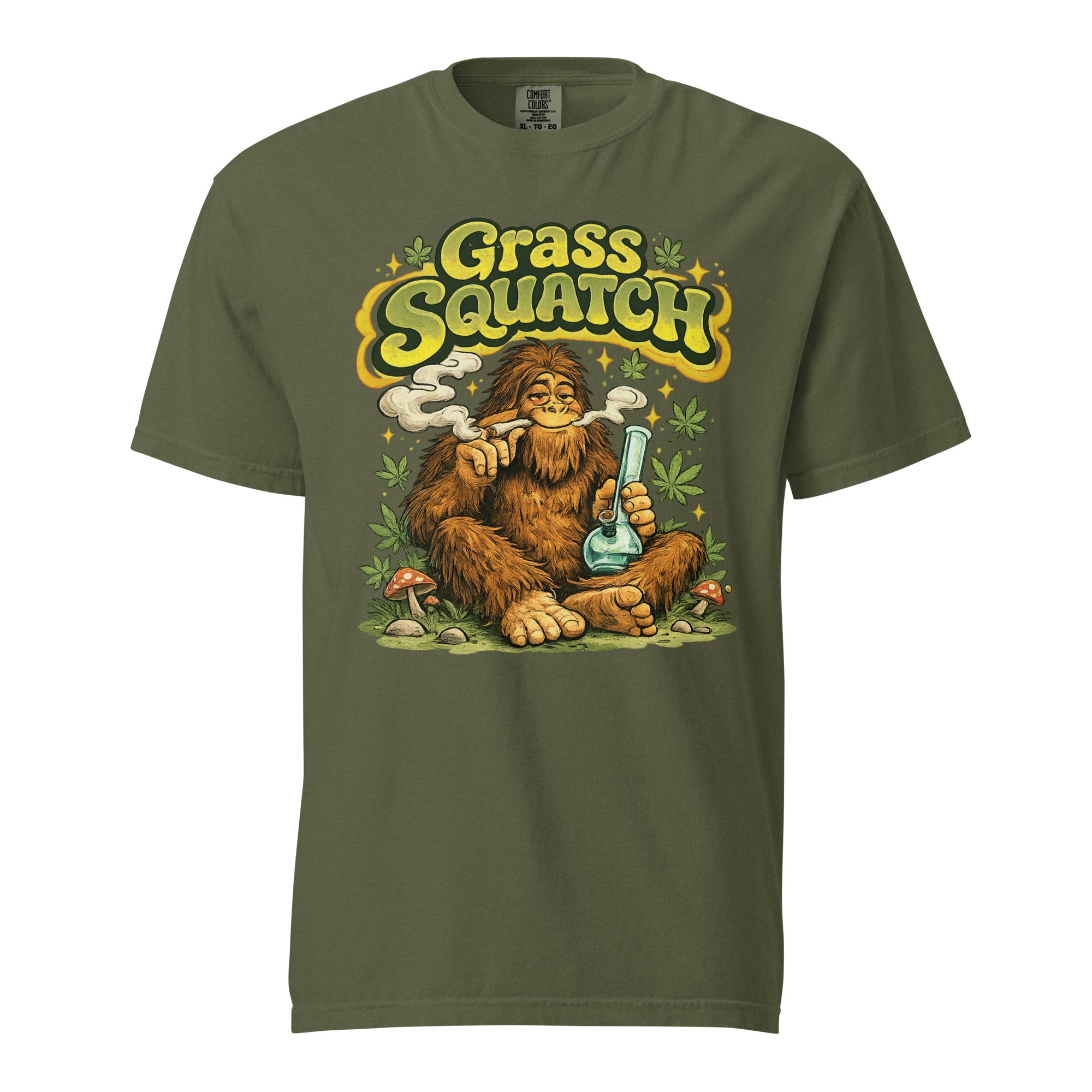 Grass Squatch T-Shirt – Funny Sasquatch Weed Shirt, Retro 60s Bigfoot Cannabis Graphic Tee