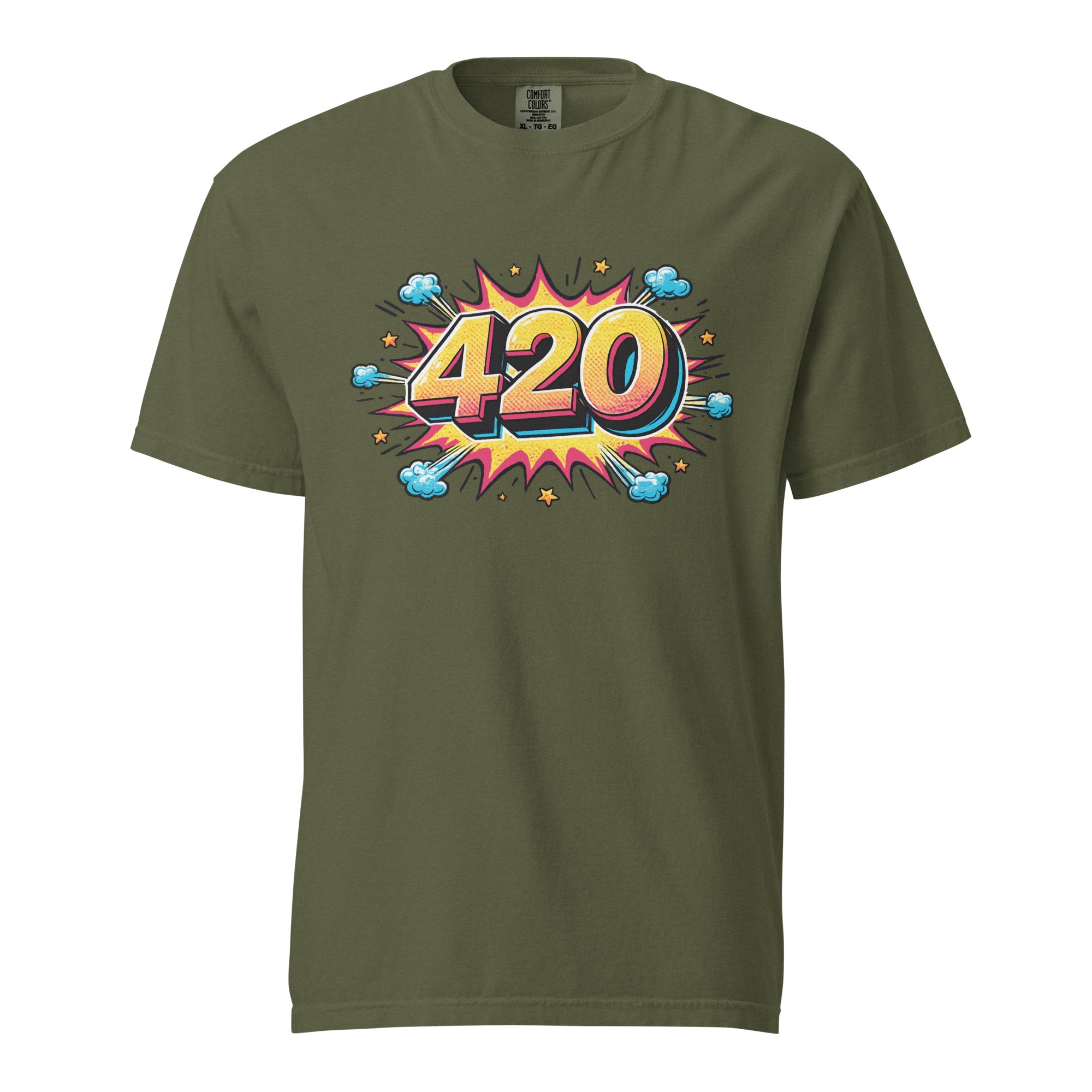 Pop Art 420 T-Shirt – Retro Comic Style Cannabis Graphic Tee | Riso Print Inspired Streetwear | Magic Leaf Tees