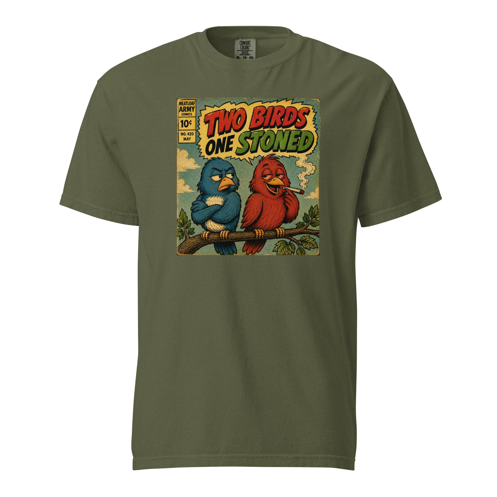 Two Birds One Stoned T-Shirt – Funny Retro Stoner Graphic Tee
