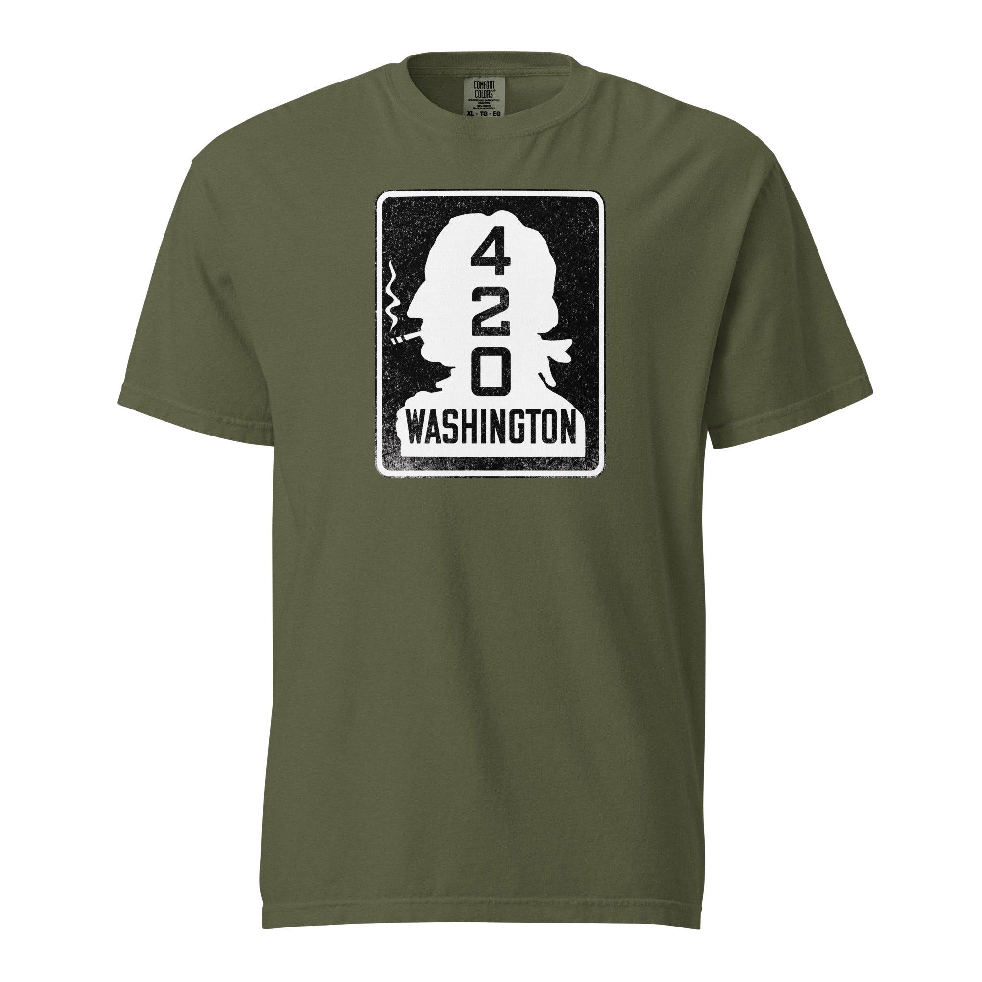 Washington 420 Highway Sign T-Shirt | George Washington Smoking Joint Graphic Tee | Magic Leaf Tees