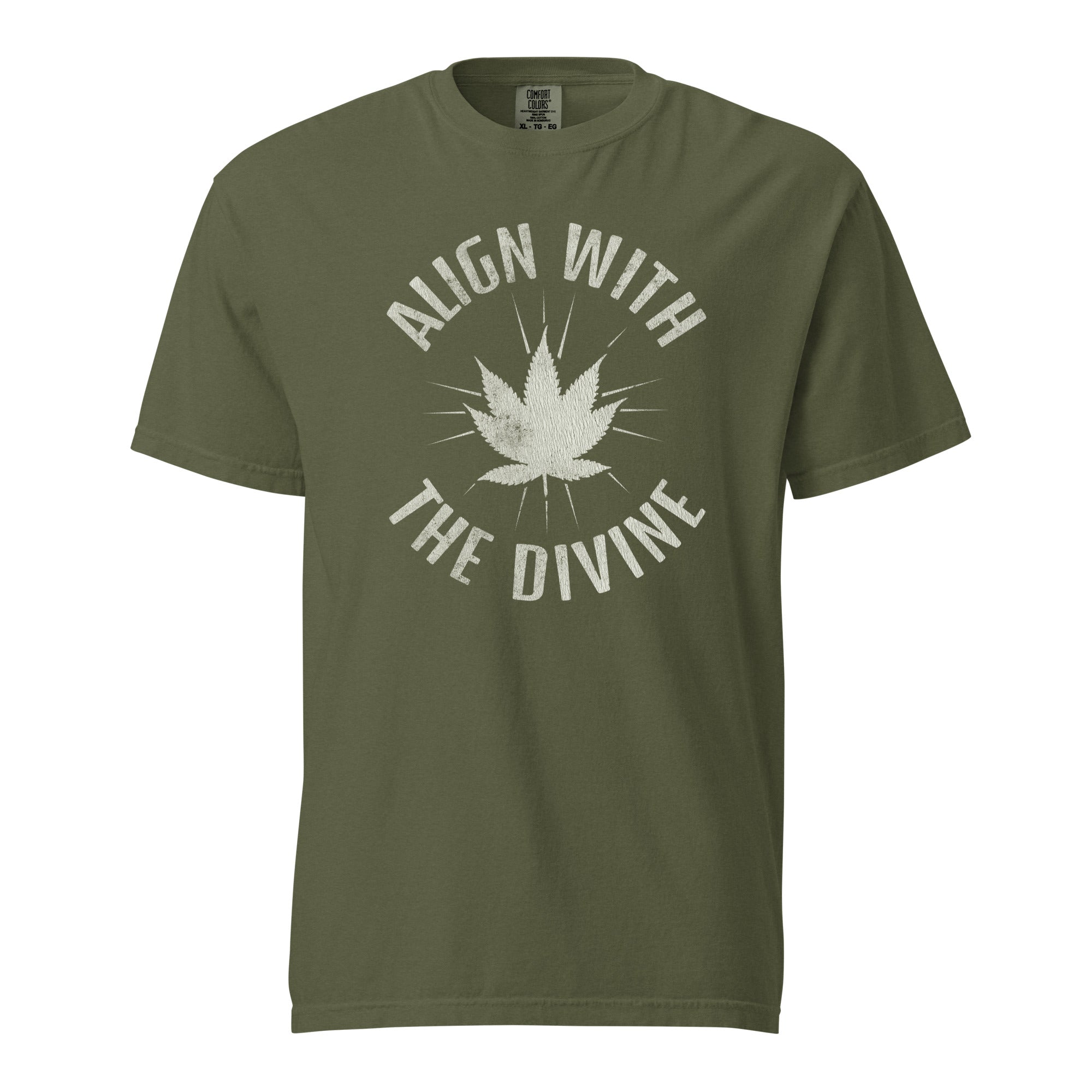 Align With The Divine T-Shirt, Distressed Cannabis Leaf Tee, Spiritual Weed Shirt, Boho 420 Graphic Tee