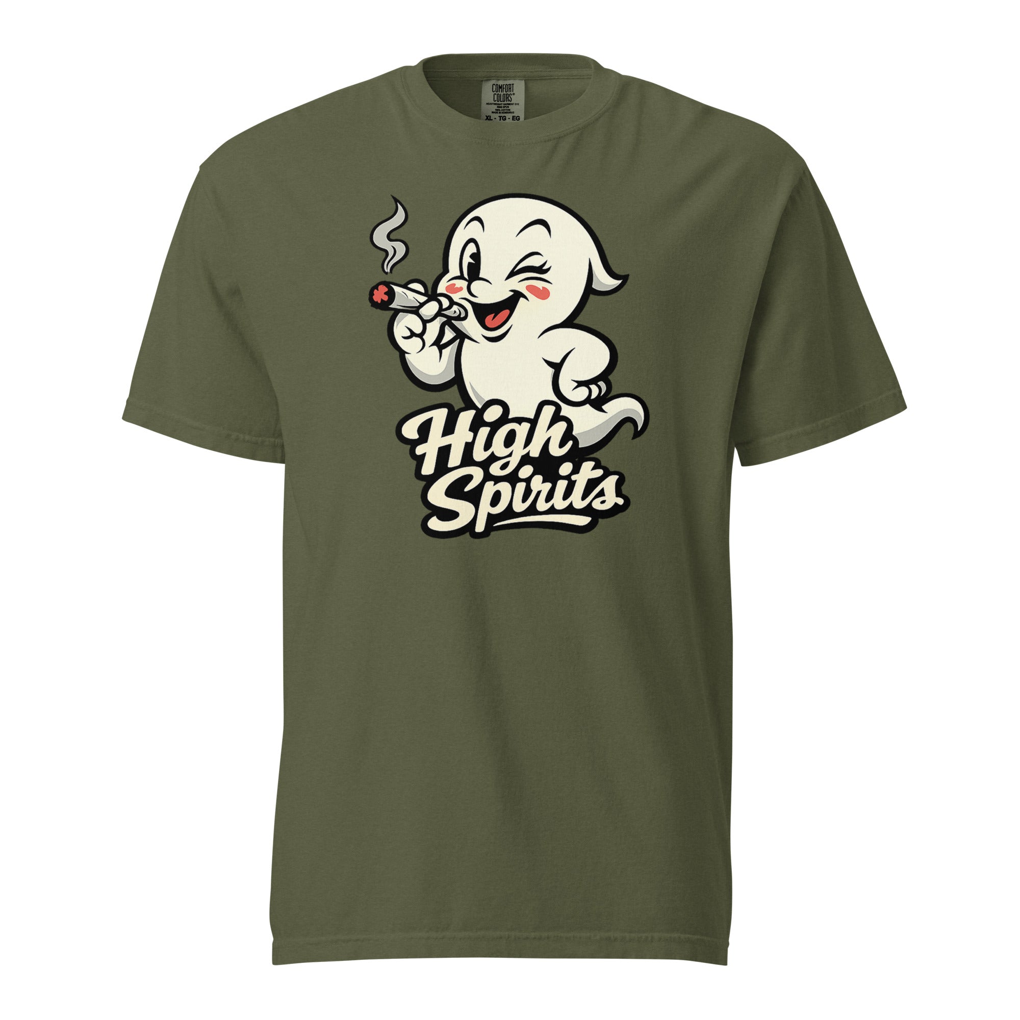 High Spirits Ghost T-Shirt – Funny Retro 1940s Cannabis Cartoon Tee
