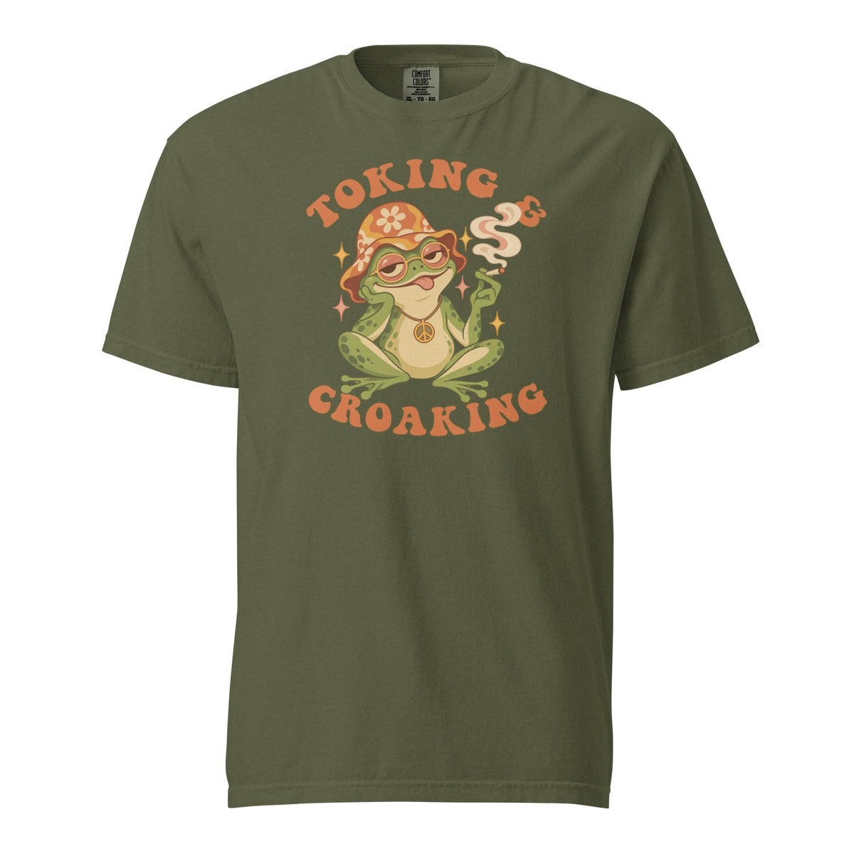 Groovy Smoking Frog T-Shirt, Funny Cannabis Frog Tee, Retro 1970s Pop Art 420 Graphic Shirt