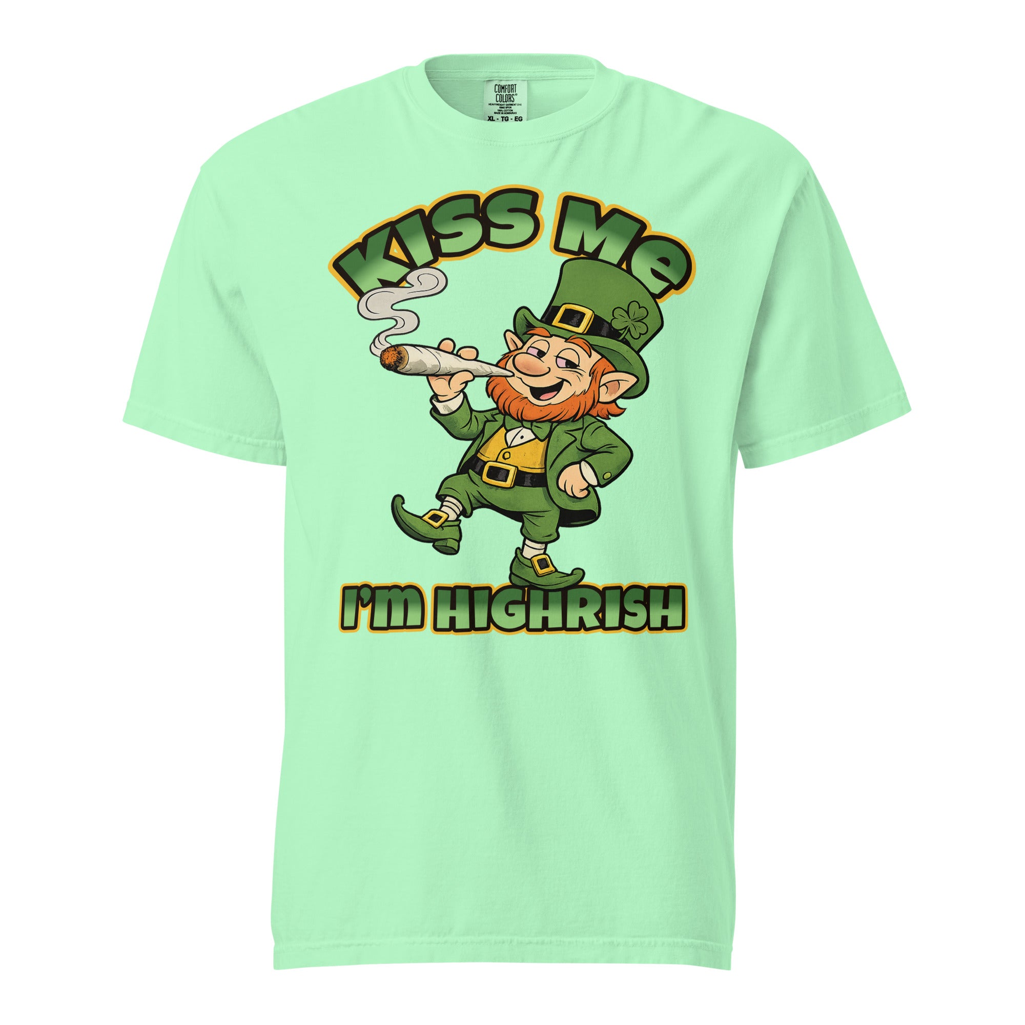 Kiss Me I’m Highrish T-Shirt – Funny St. Patrick’s Day Weed Shirt | 420 Leprechaun Tee – Magic Leaf Tees