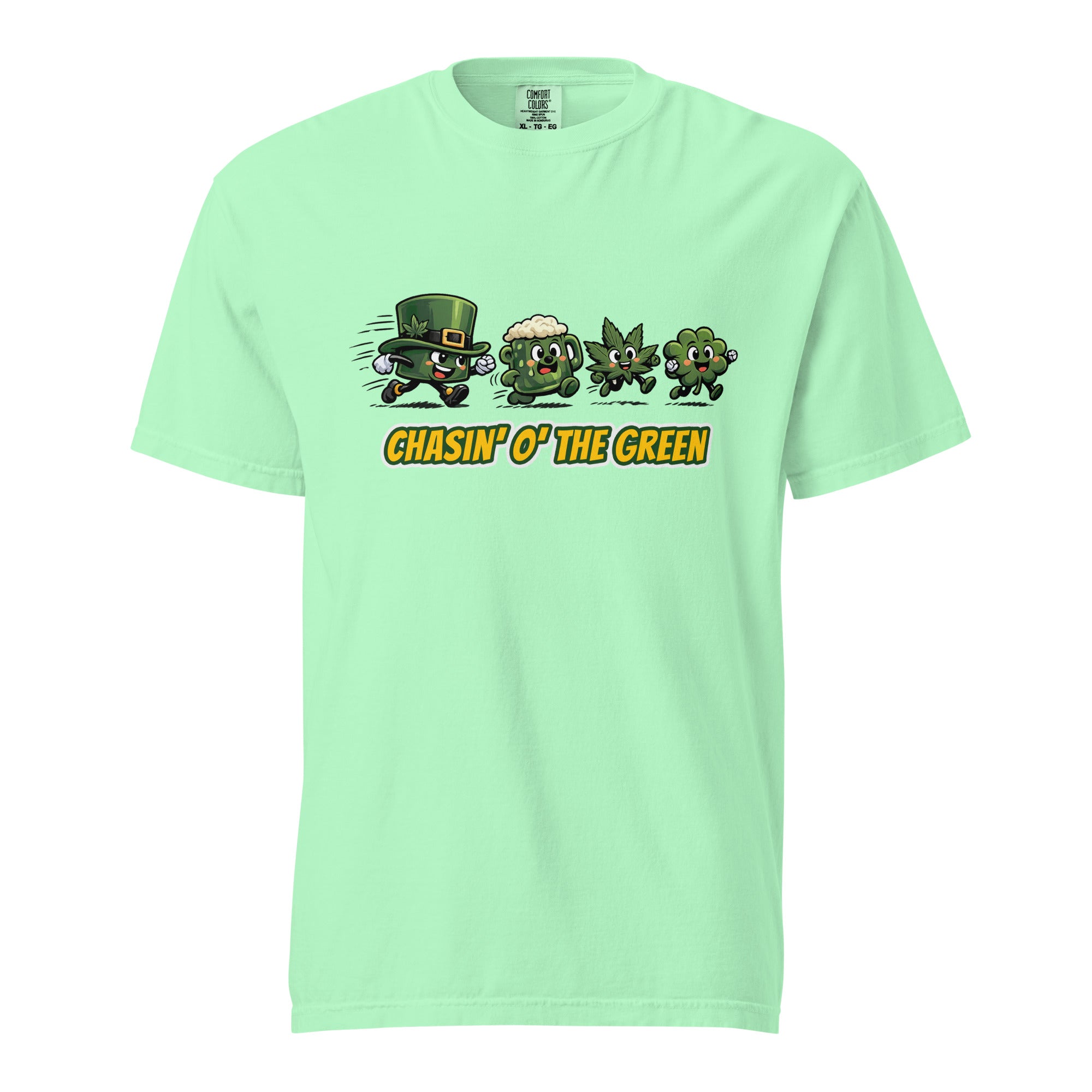 Chasin’ O’ The Green T-Shirt – Funny St. Patrick’s Day Cannabis Shirt, Cartoon Weed Graphic Tee