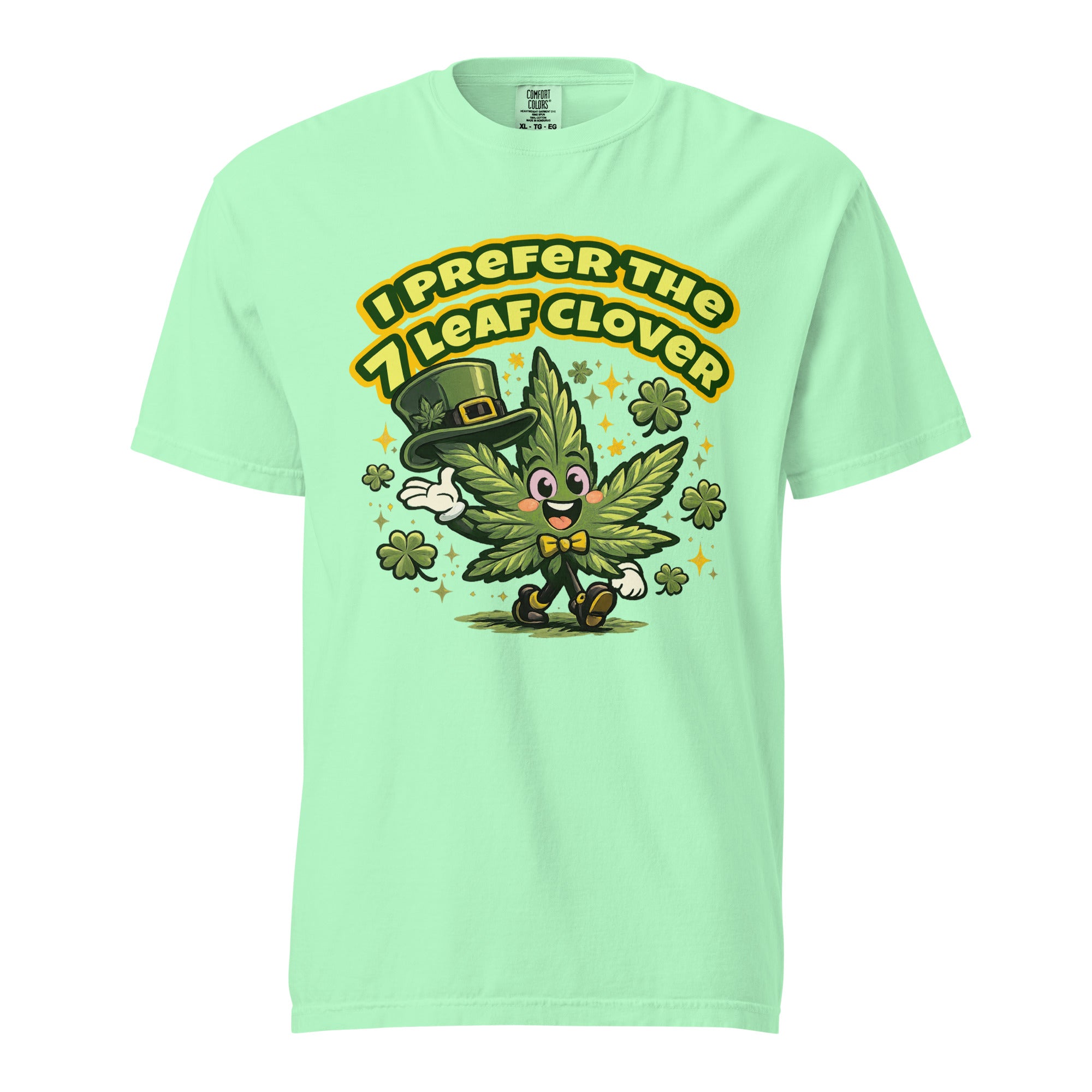 Retro 60s Cannabis Leaf St. Patrick’s Day T-Shirt – Funny Lucky Weed Cartoon Graphic Tee