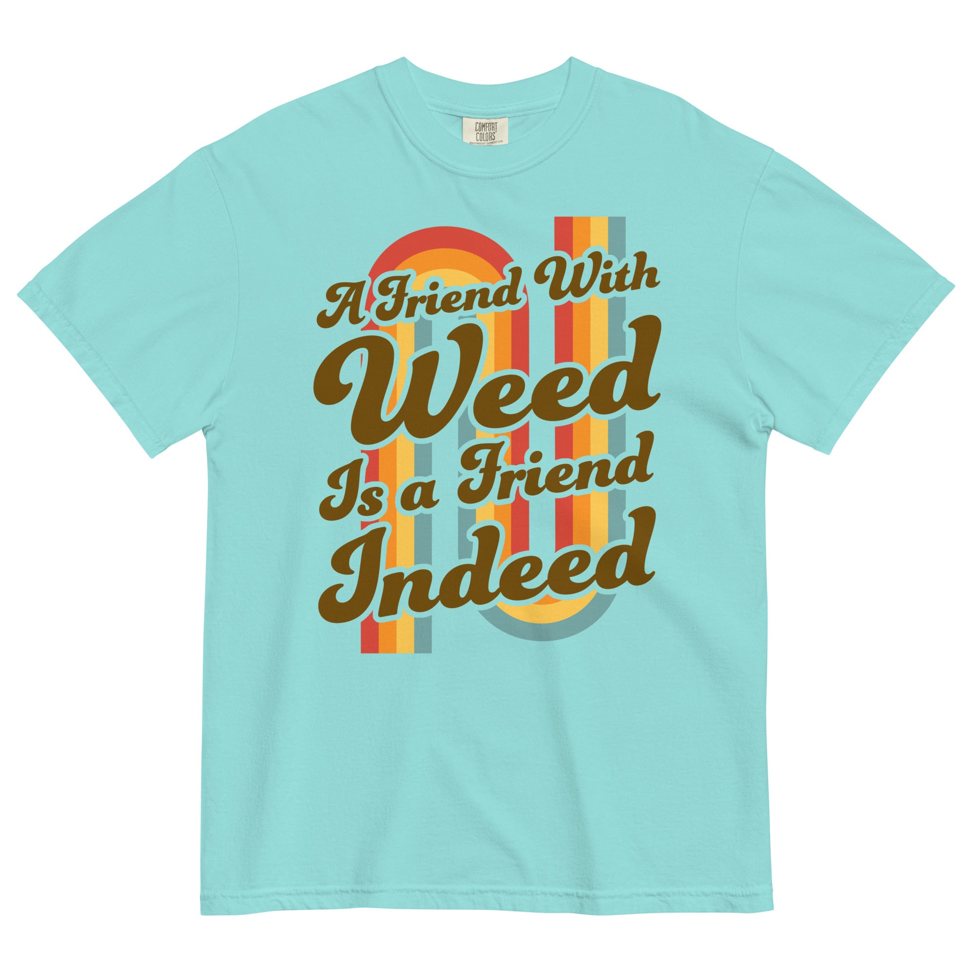 A Friend With Weed Is A Friend Indeed Tee | 70's Retro Cannabis Shirt | Groovy Herbal Fashion | Magic Leaf Tees