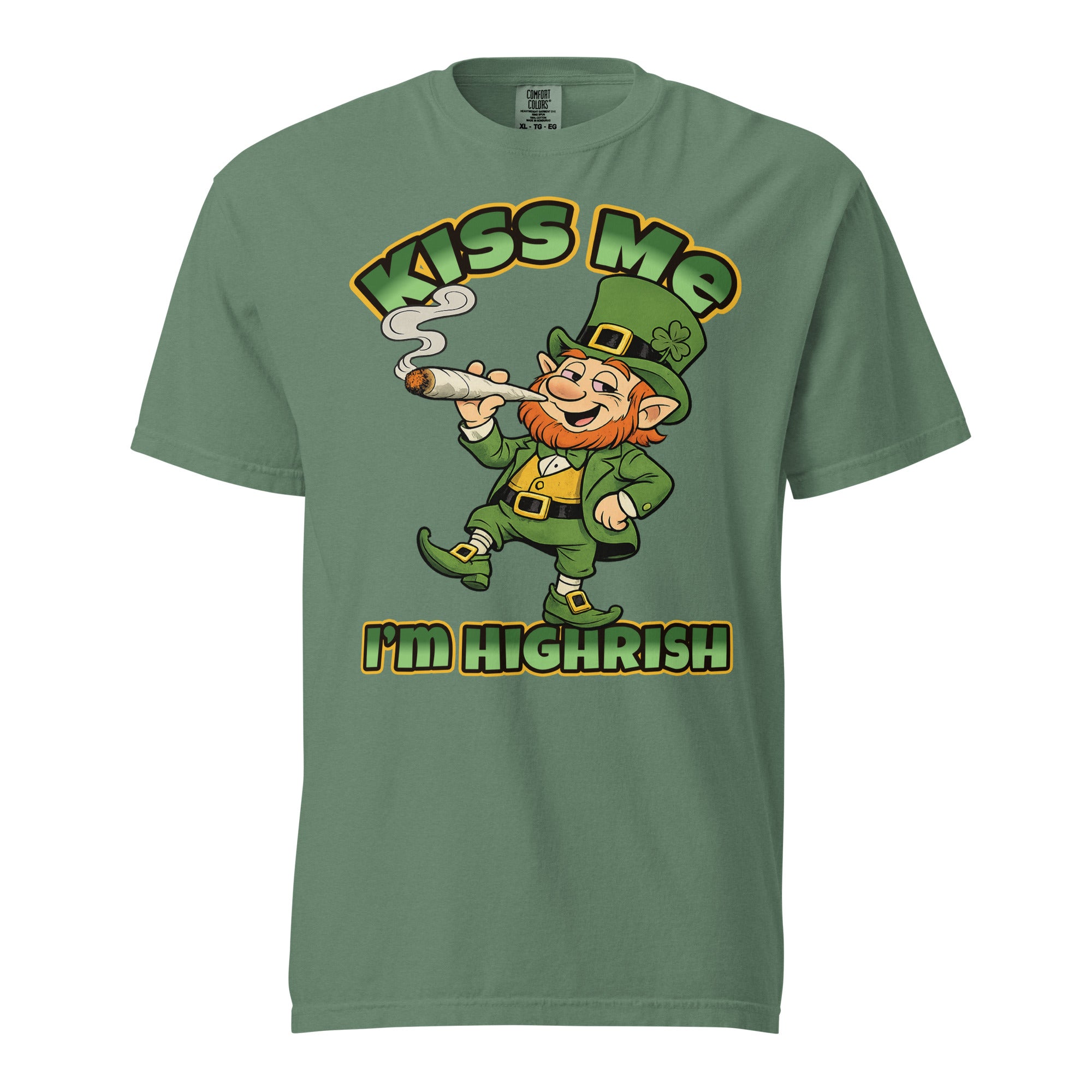 Kiss Me I’m Highrish T-Shirt – Funny St. Patrick’s Day Weed Shirt | 420 Leprechaun Tee – Magic Leaf Tees