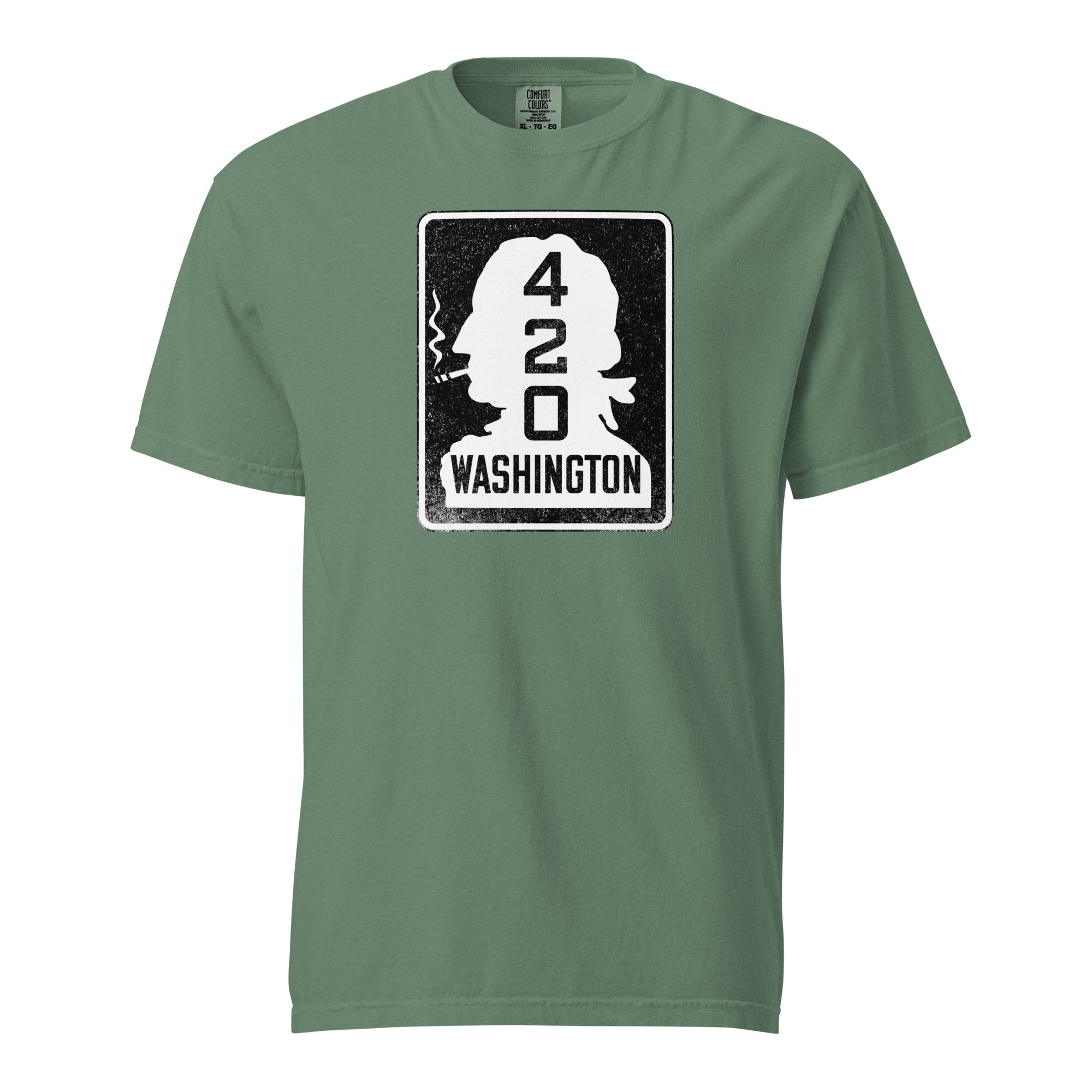 Washington 420 Highway Sign T-Shirt | George Washington Smoking Joint Graphic Tee | Magic Leaf Tees