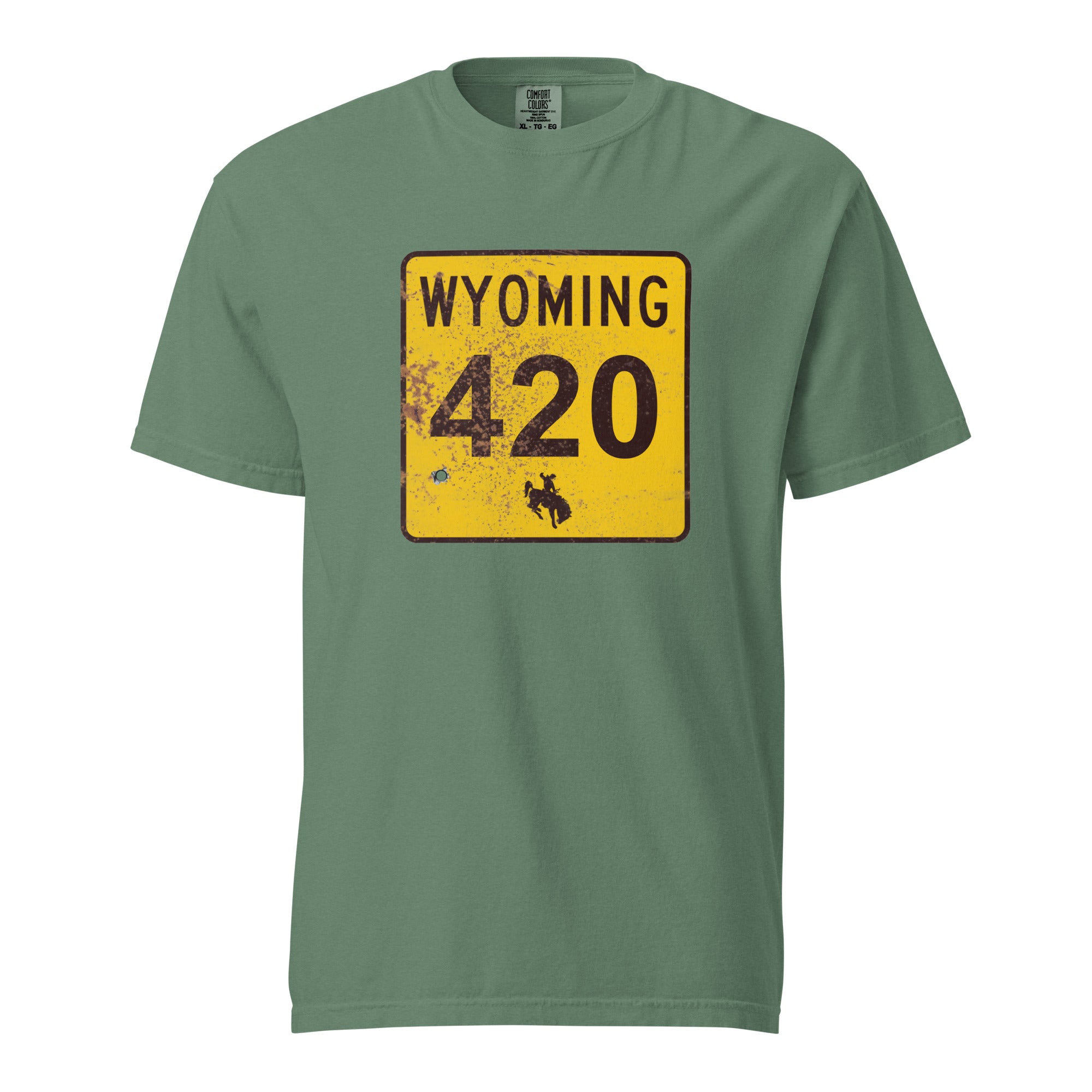 Wyoming 420 Highway Sign Weed Shirt | Cowboy State Cannabis Graphic Tee | Magic Leaf Tees