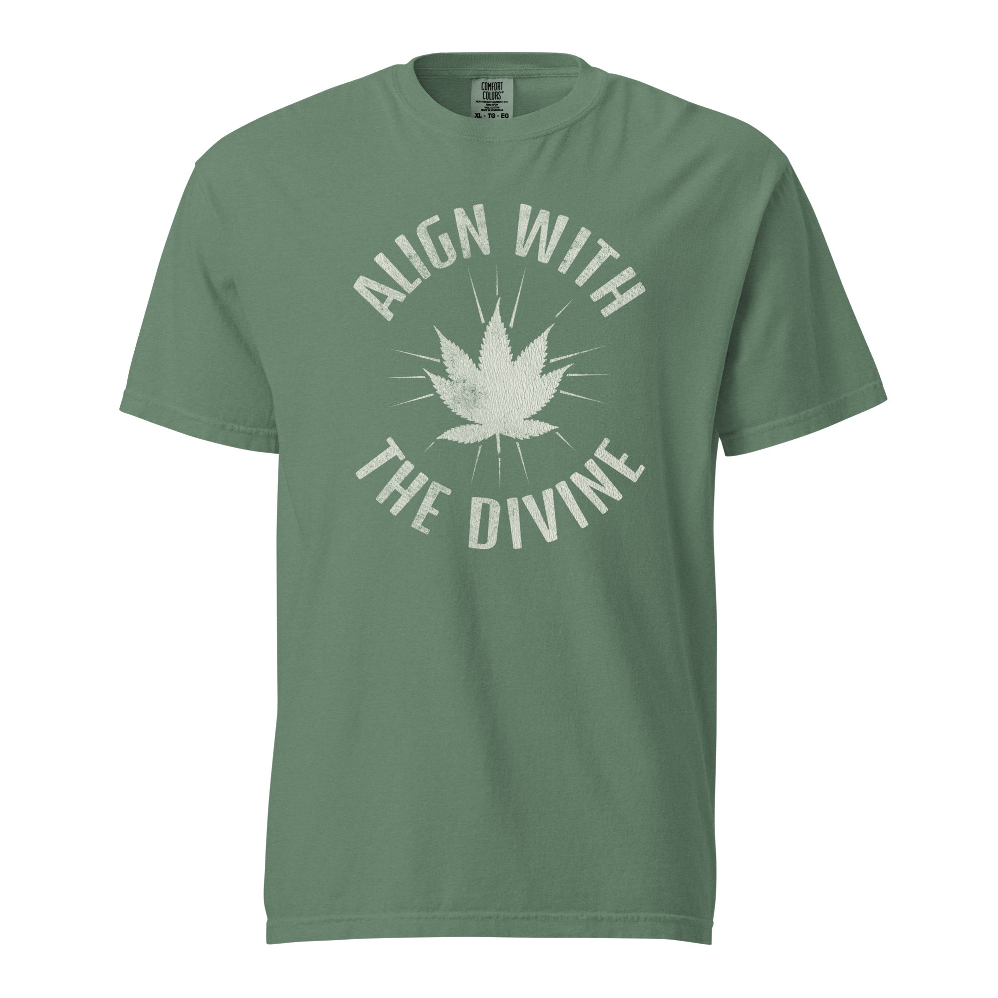 Align With The Divine T-Shirt, Distressed Cannabis Leaf Tee, Spiritual Weed Shirt, Boho 420 Graphic Tee