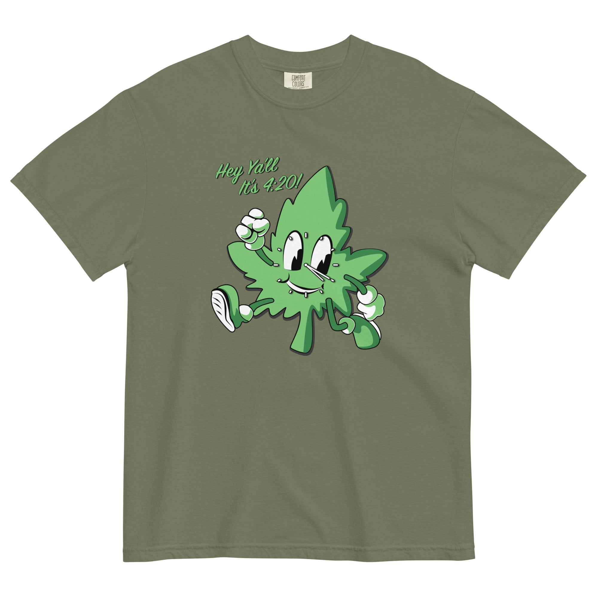 Hey Y'all It's 4:20! Funny Weed T-Shirt with Cartoon Leaf – Perfect for Marijuana Enthusiasts | Magic Leaf Tees