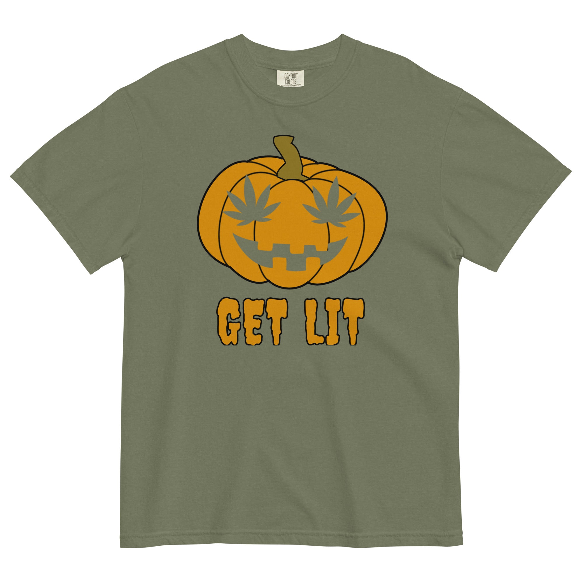 Get Lit Jack O' Lantern T-Shirt - Funny Halloween Weed Apparel | Magic Leaf Tees