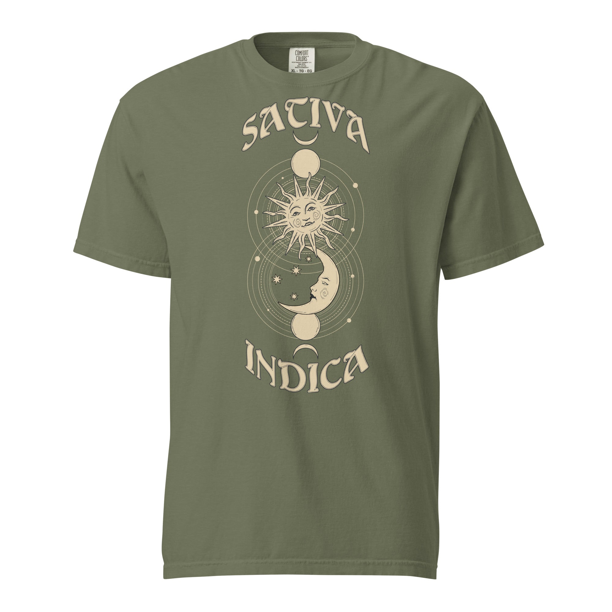 Sativa Indica Vintage Sun and Moon T-Shirt – Cannabis Apparel | Magic Leaf Tees