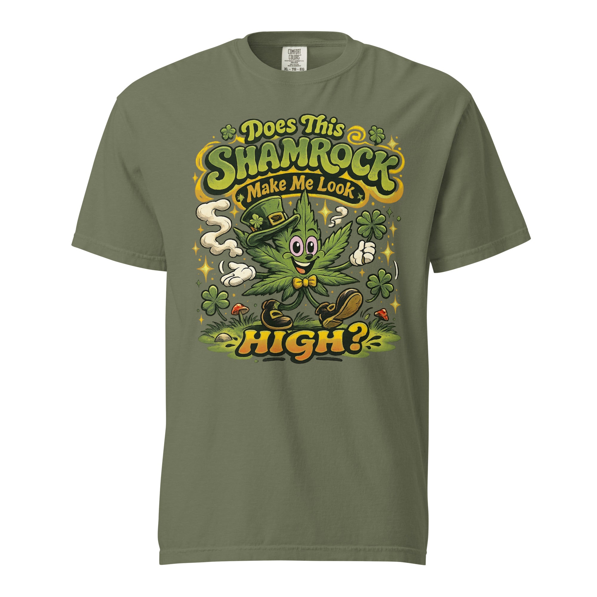 Does This Shamrock Make Me Look High? T-Shirt – Funny St. Patrick’s Day Weed Shirt | Magic Leaf Tees