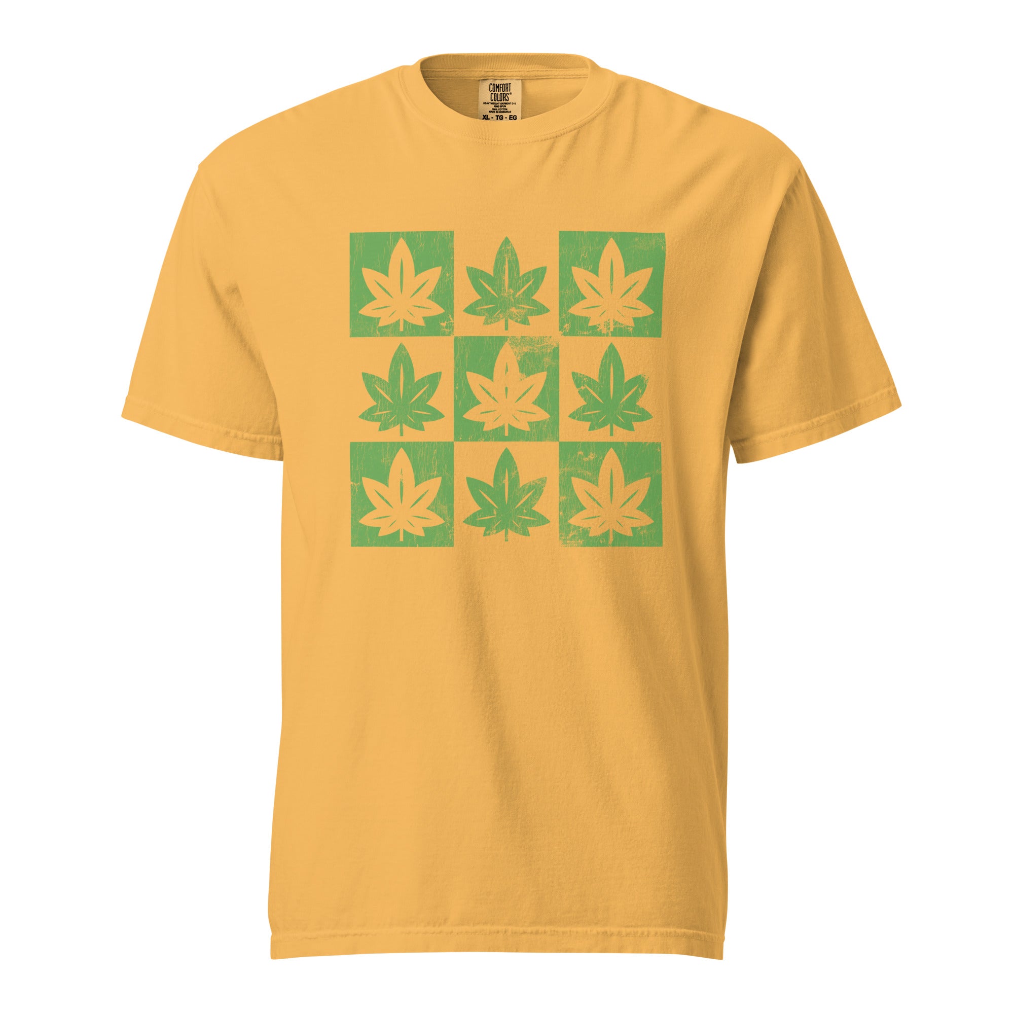 Cannabis Checkerboard T-Shirt - Trippy Weed Leaf Tee - 420-Friendly Streetwear - Stoner Aesthetic Graphic Shirt - Rasta & Skate Style