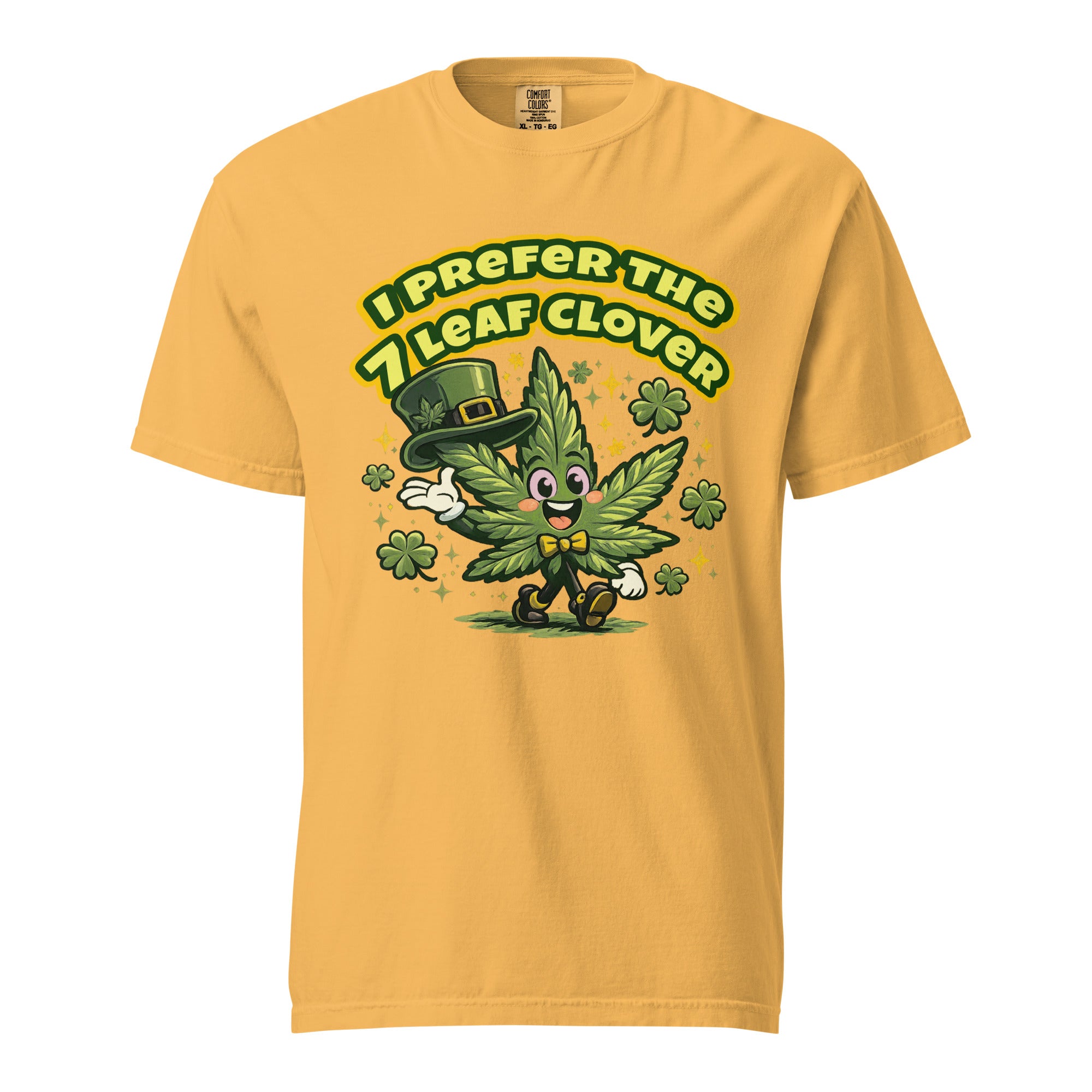 Retro 60s Cannabis Leaf St. Patrick’s Day T-Shirt – Funny Lucky Weed Cartoon Graphic Tee