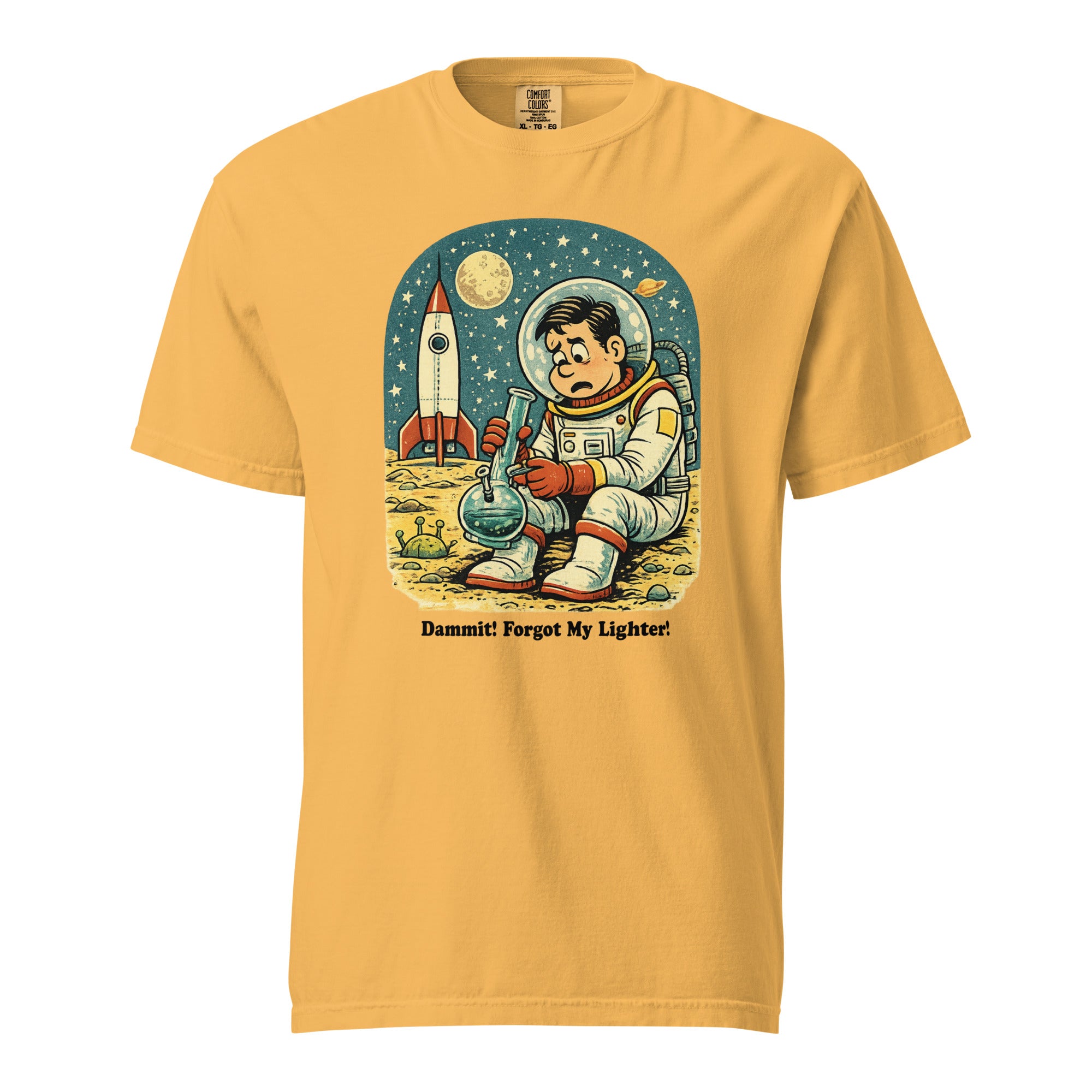 Dammit I Forgot My Lighter Astronaut T-Shirt – Funny Retro Space Bong Graphic Tee | Magic Leaf Tees