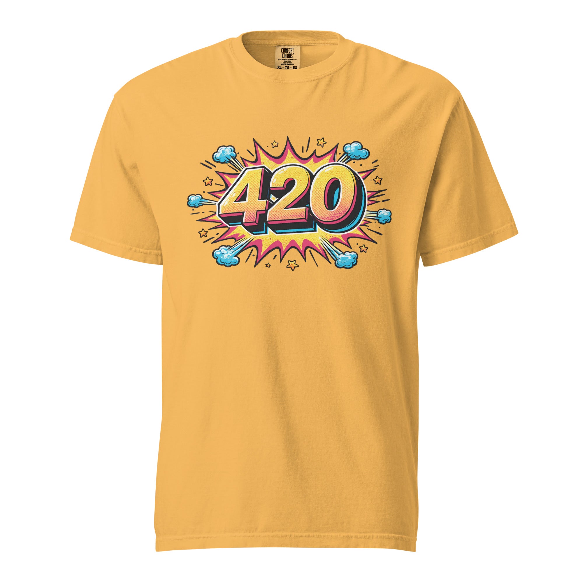 Pop Art 420 T-Shirt – Retro Comic Style Cannabis Graphic Tee | Riso Print Inspired Streetwear | Magic Leaf Tees