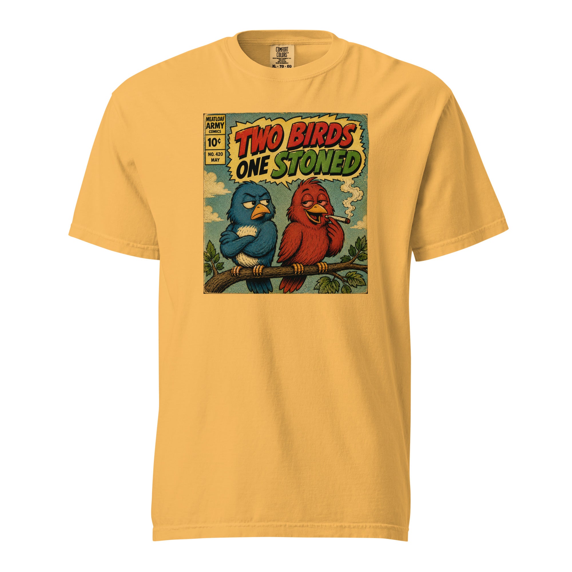 Two Birds One Stoned T-Shirt – Funny Retro Stoner Graphic Tee