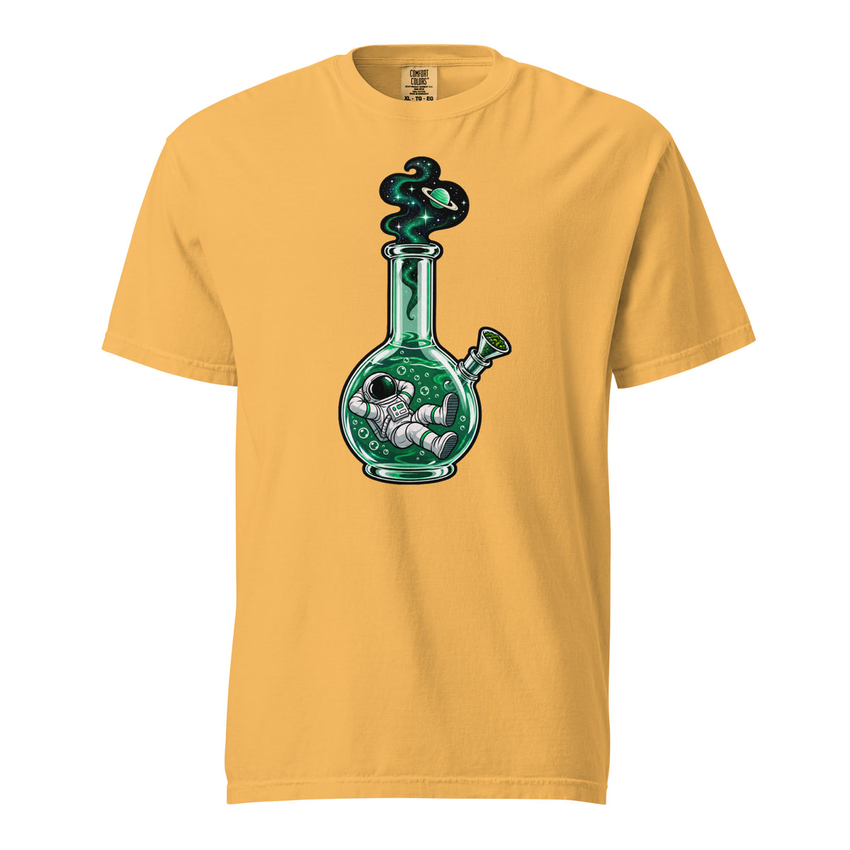 Astronaut Water Pipe T-Shirt, Cosmic Cannabis Graphic Tee, Funny Space 420 Shirt, Magic Leaf Tees