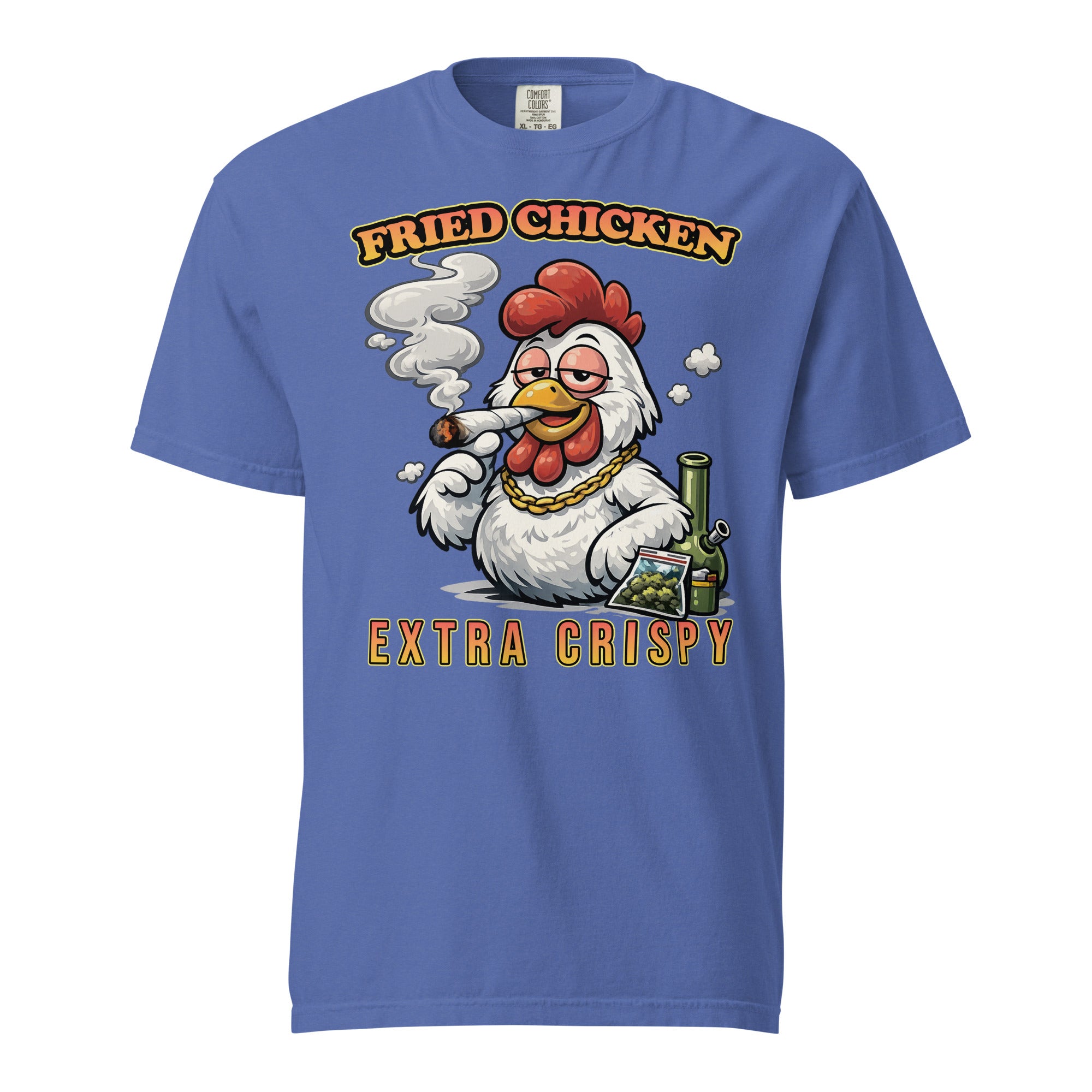 Funny Fried Chicken Smoking Joint T-Shirt – Stoner Humor Graphic Tee | Magic Leaf Tees Cannabis Apparel