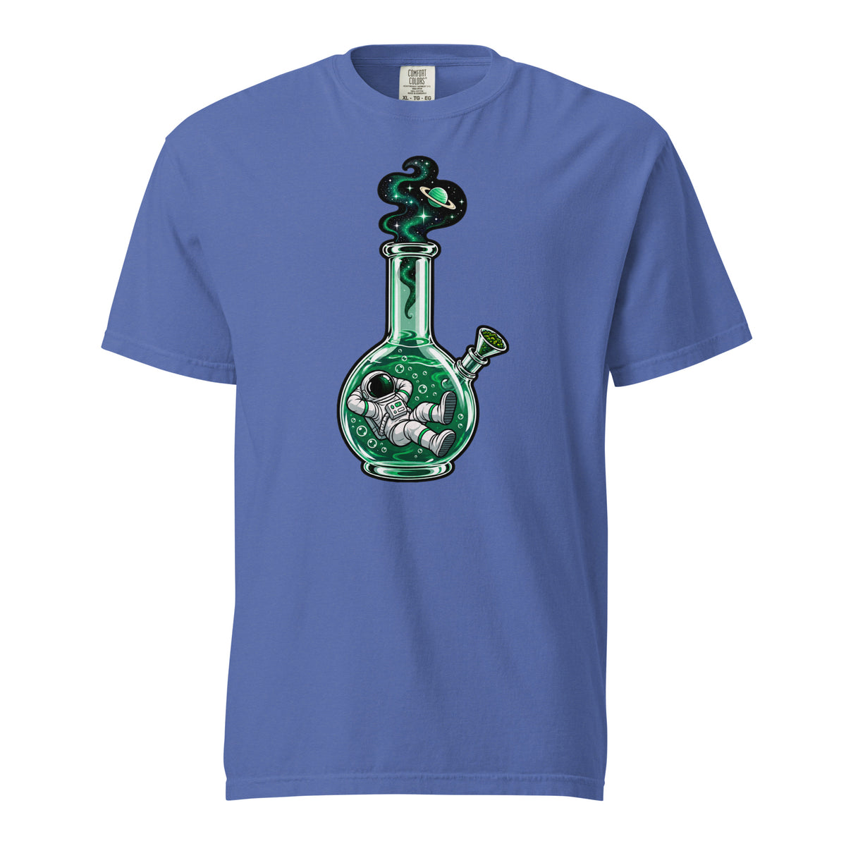 Astronaut Water Pipe T-Shirt, Cosmic Cannabis Graphic Tee, Funny Space 420 Shirt, Magic Leaf Tees