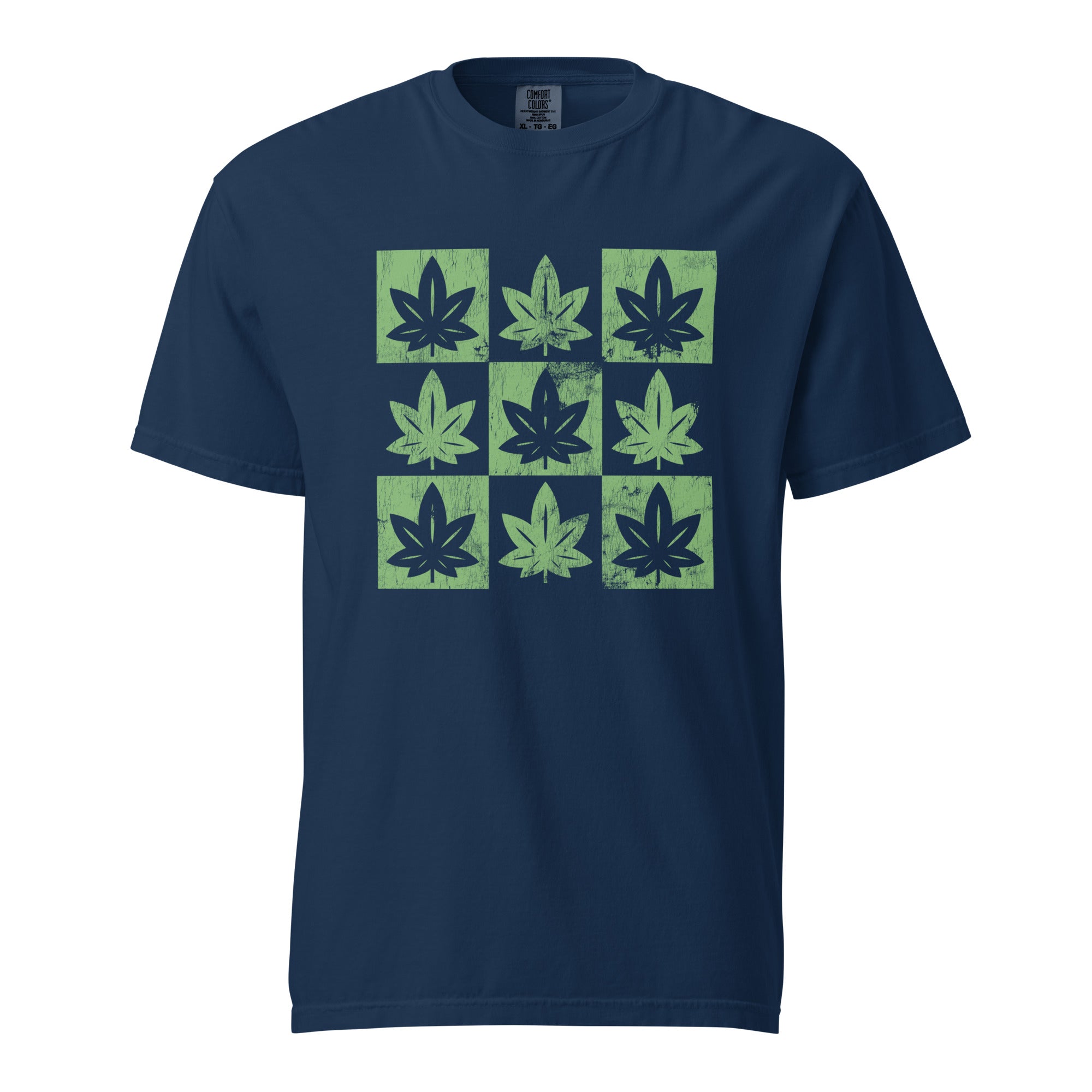 Cannabis Checkerboard T-Shirt - Trippy Weed Leaf Tee - 420-Friendly Streetwear - Stoner Aesthetic Graphic Shirt - Rasta & Skate Style