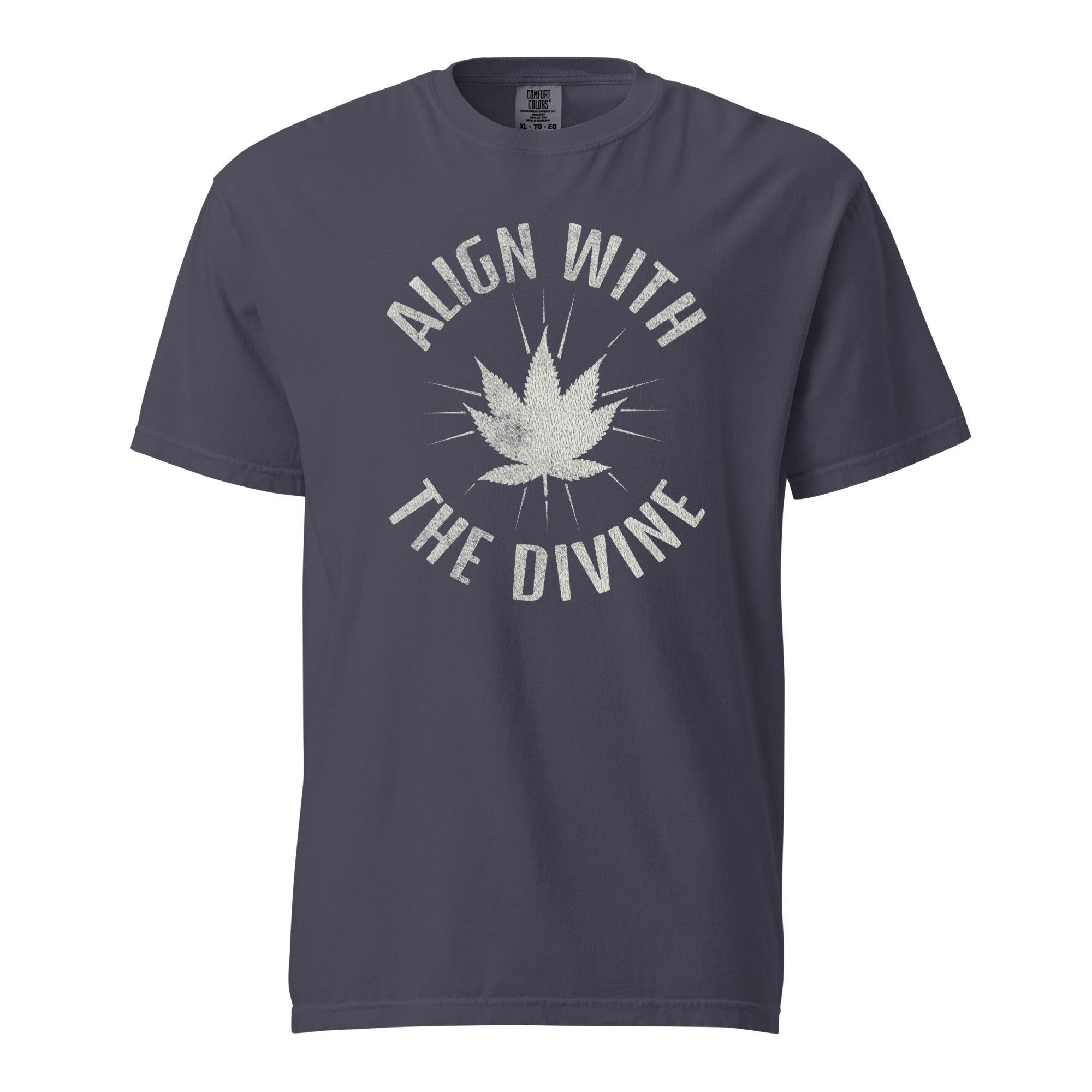 Align With The Divine T-Shirt, Distressed Cannabis Leaf Tee, Spiritual Weed Shirt, Boho 420 Graphic Tee