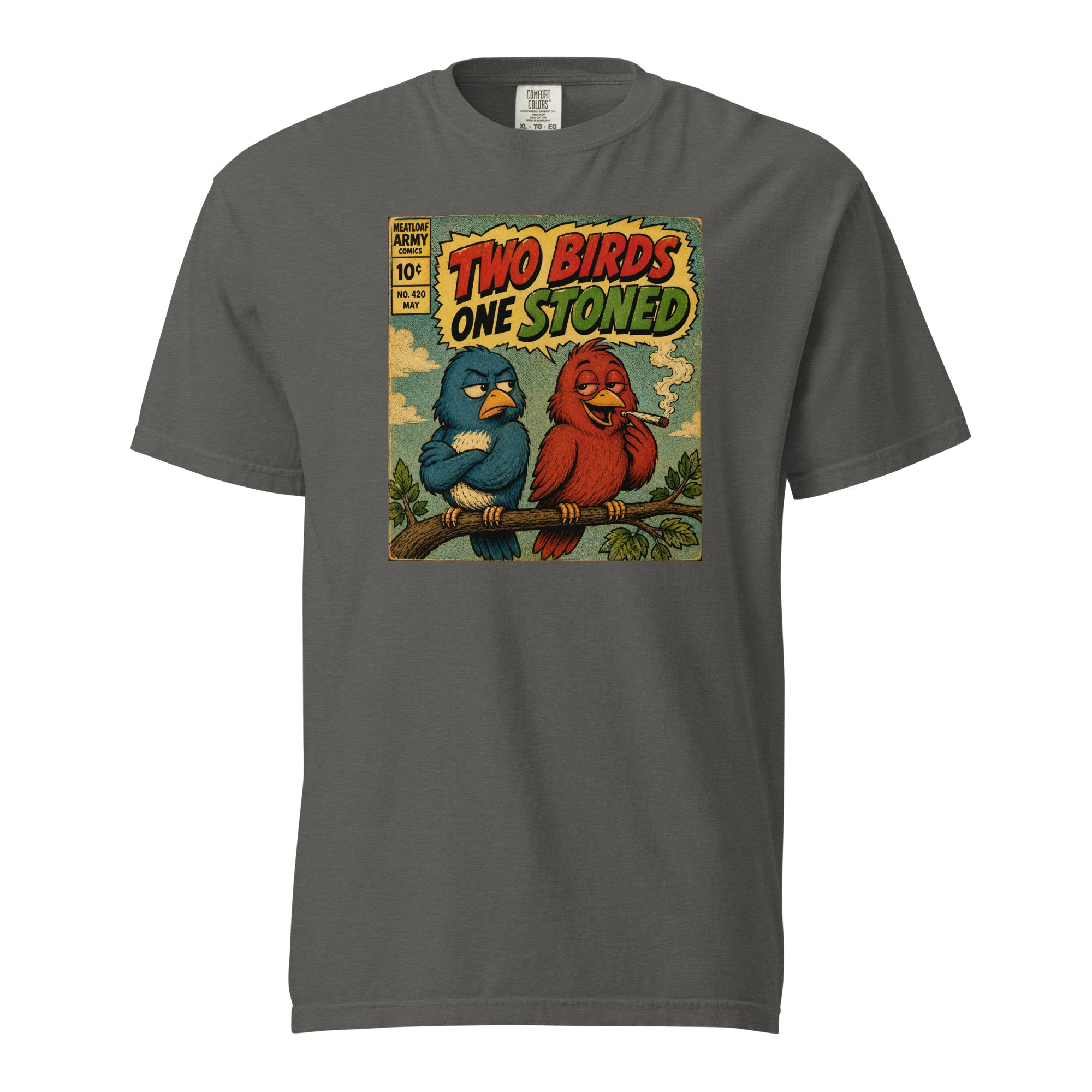 Two Birds One Stoned T-Shirt – Funny Retro Stoner Graphic Tee