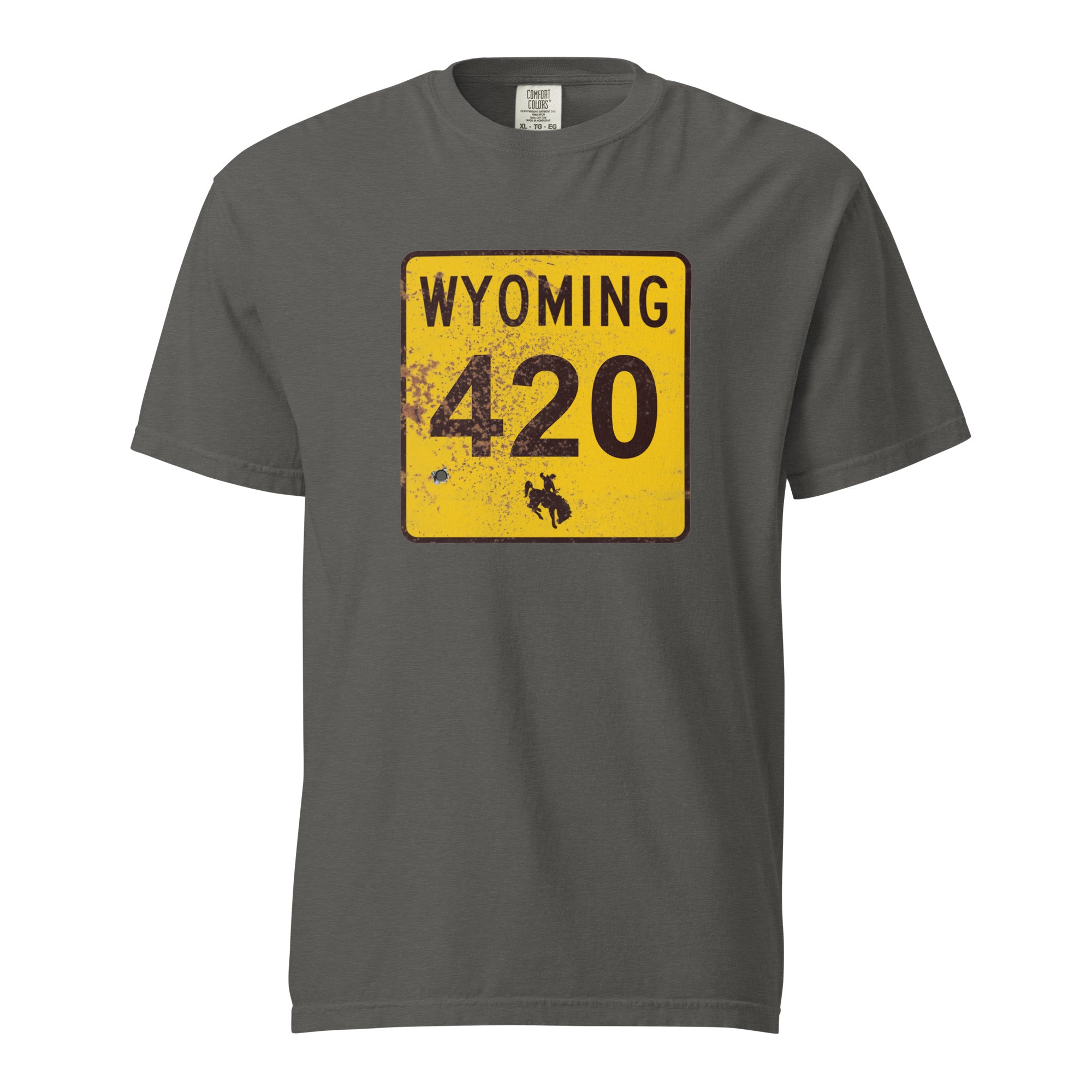 Wyoming 420 Highway Sign Weed Shirt | Cowboy State Cannabis Graphic Tee | Magic Leaf Tees