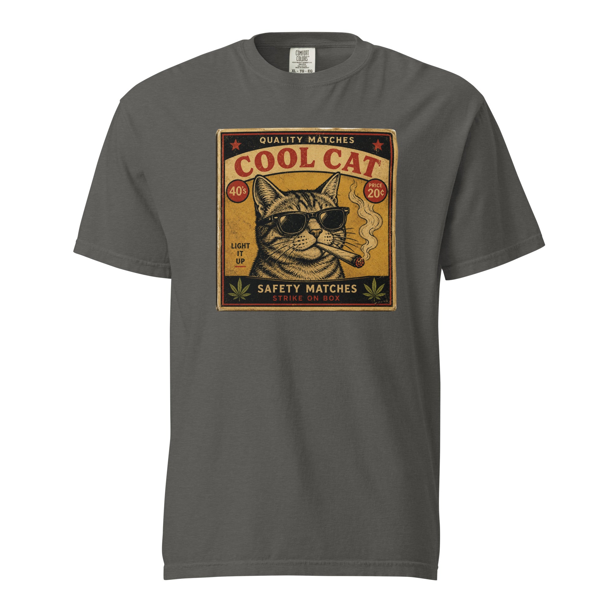 Retro Cool Cat Weed Shirt - Vintage Matchbox Cannabis Graphic T-Shirt