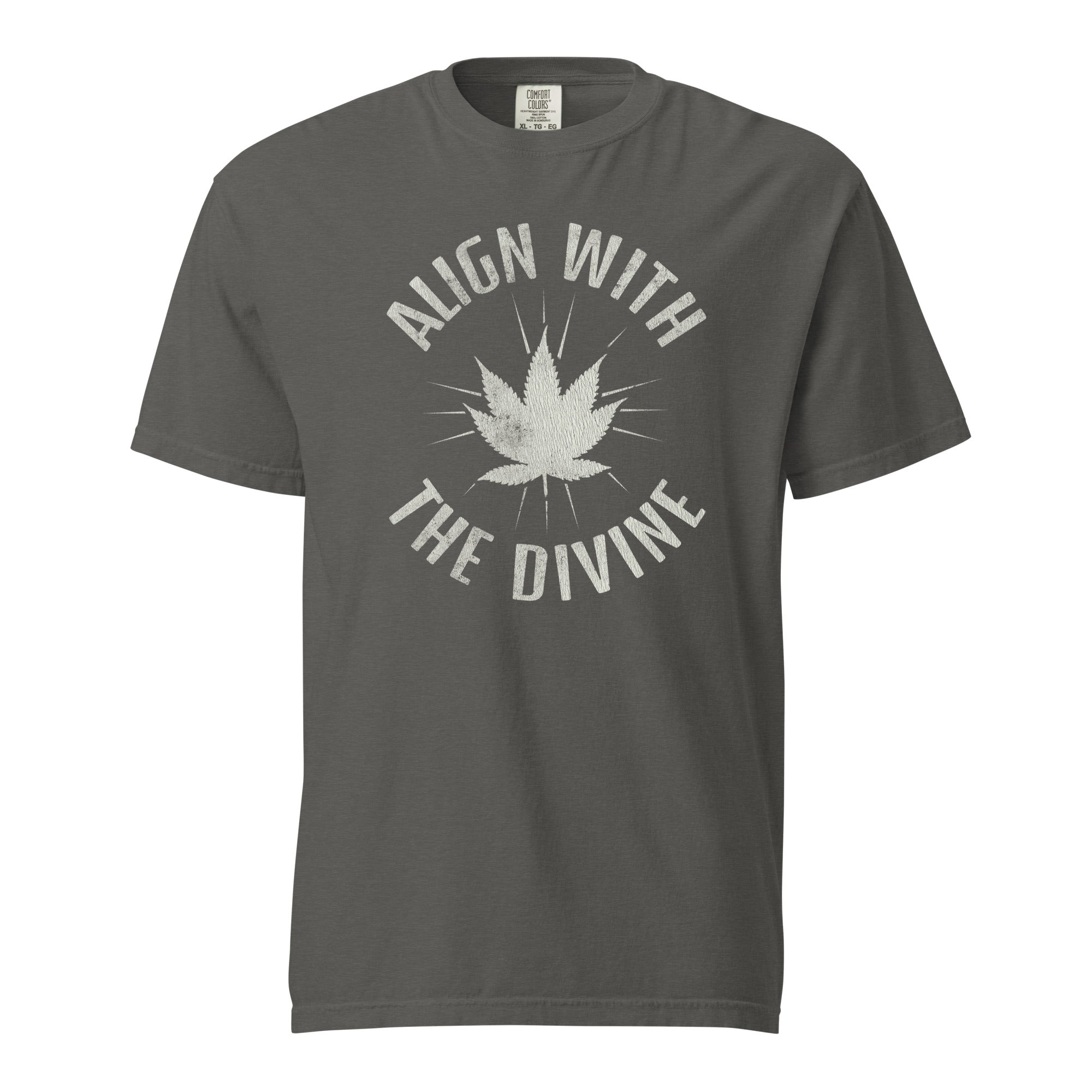 Align With The Divine T-Shirt, Distressed Cannabis Leaf Tee, Spiritual Weed Shirt, Boho 420 Graphic Tee