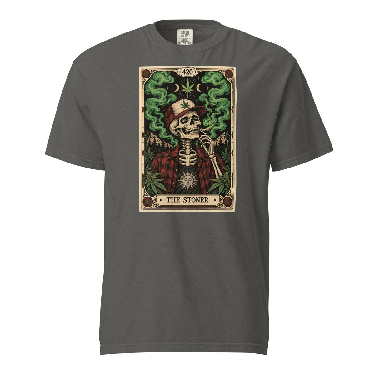 The Stoner Tarot T-Shirt, Skeleton 420 Weed Tee, Cannabis Leaf Trucker Hat Graphic Shirt