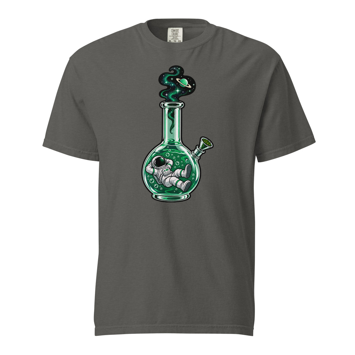 Astronaut Water Pipe T-Shirt, Cosmic Cannabis Graphic Tee, Funny Space 420 Shirt, Magic Leaf Tees