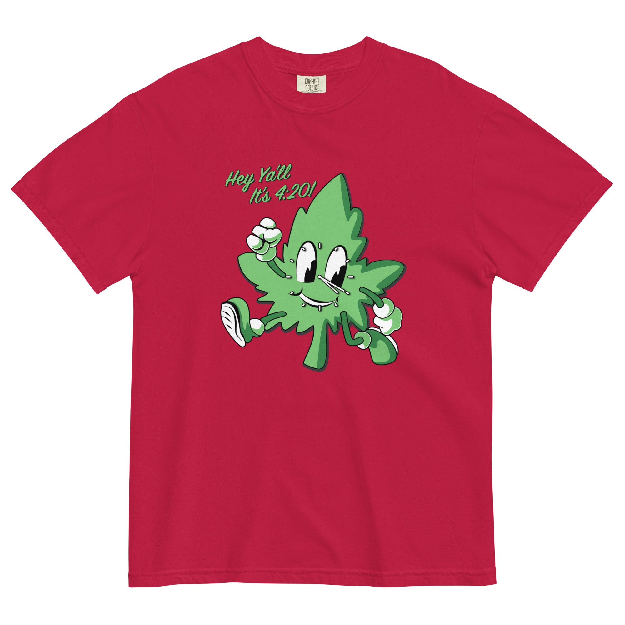 Hey Y'all It's 4:20! Funny Weed T-Shirt with Cartoon Leaf – Perfect for Marijuana Enthusiasts | Magic Leaf Tees